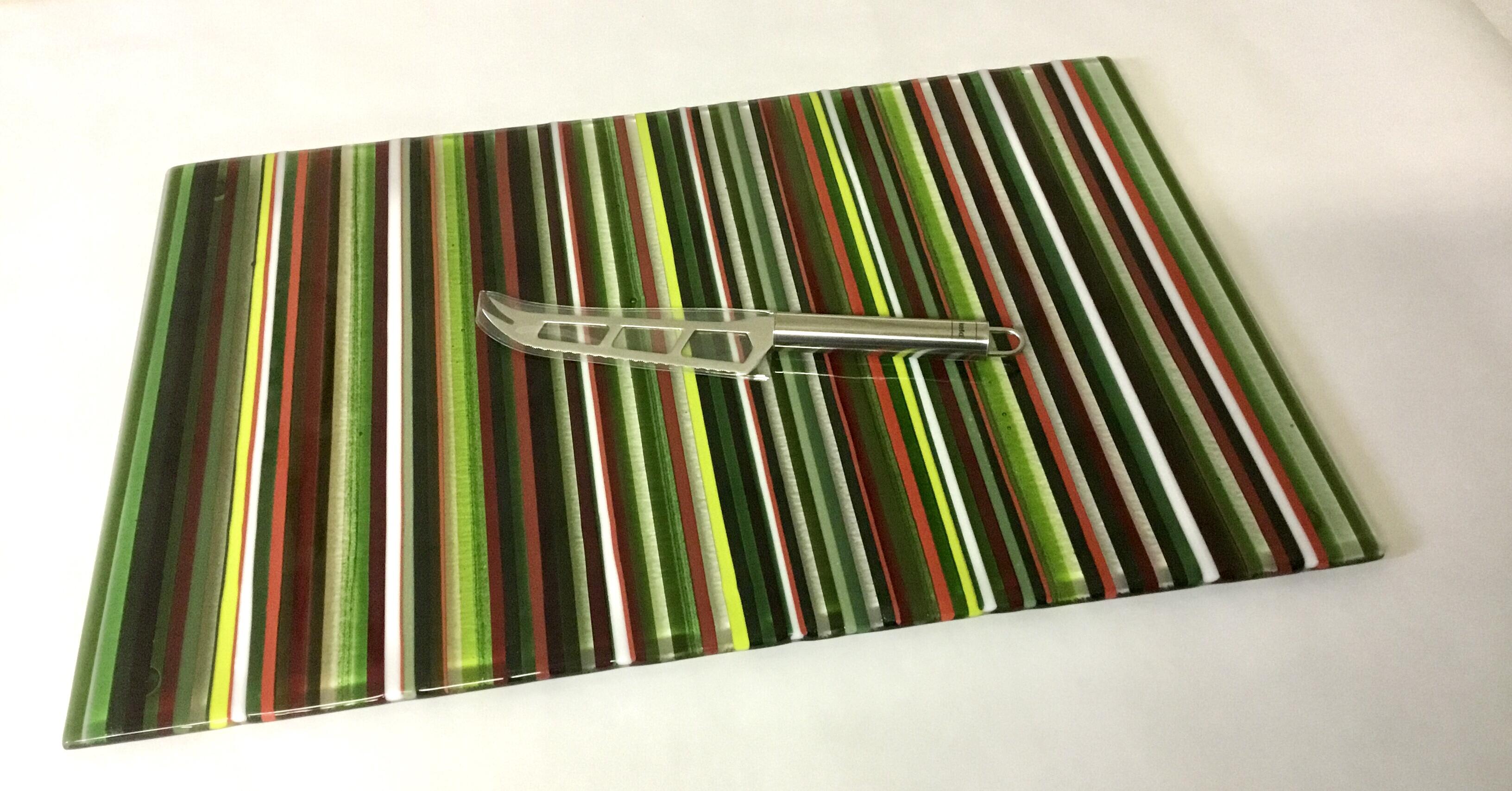 Grosse Servierplatte aus Glas, handgemacht
