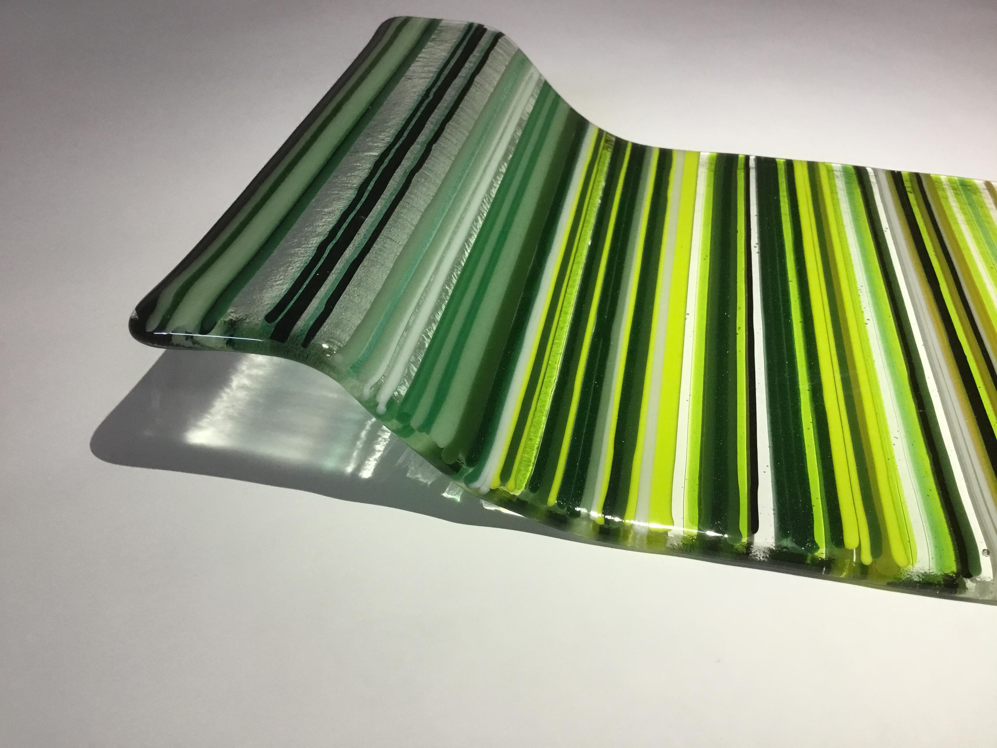 Glass serving platter, handmade, unusual shape 