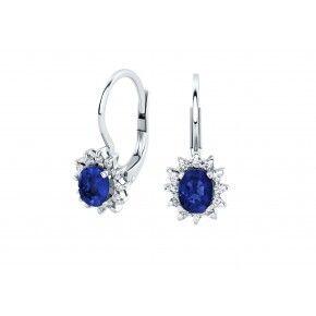 # White gold earrings with 0.90ct blue sapphire and 0.24ct natural diamonds