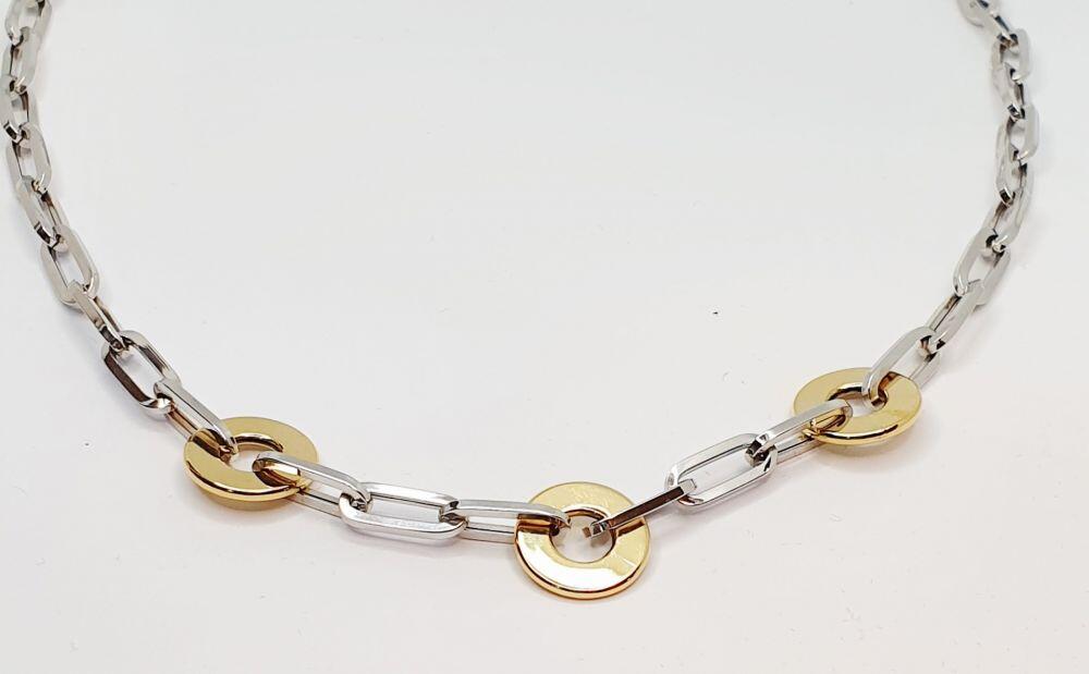 # Kette aus Weißgold und Gelbgold 54cm