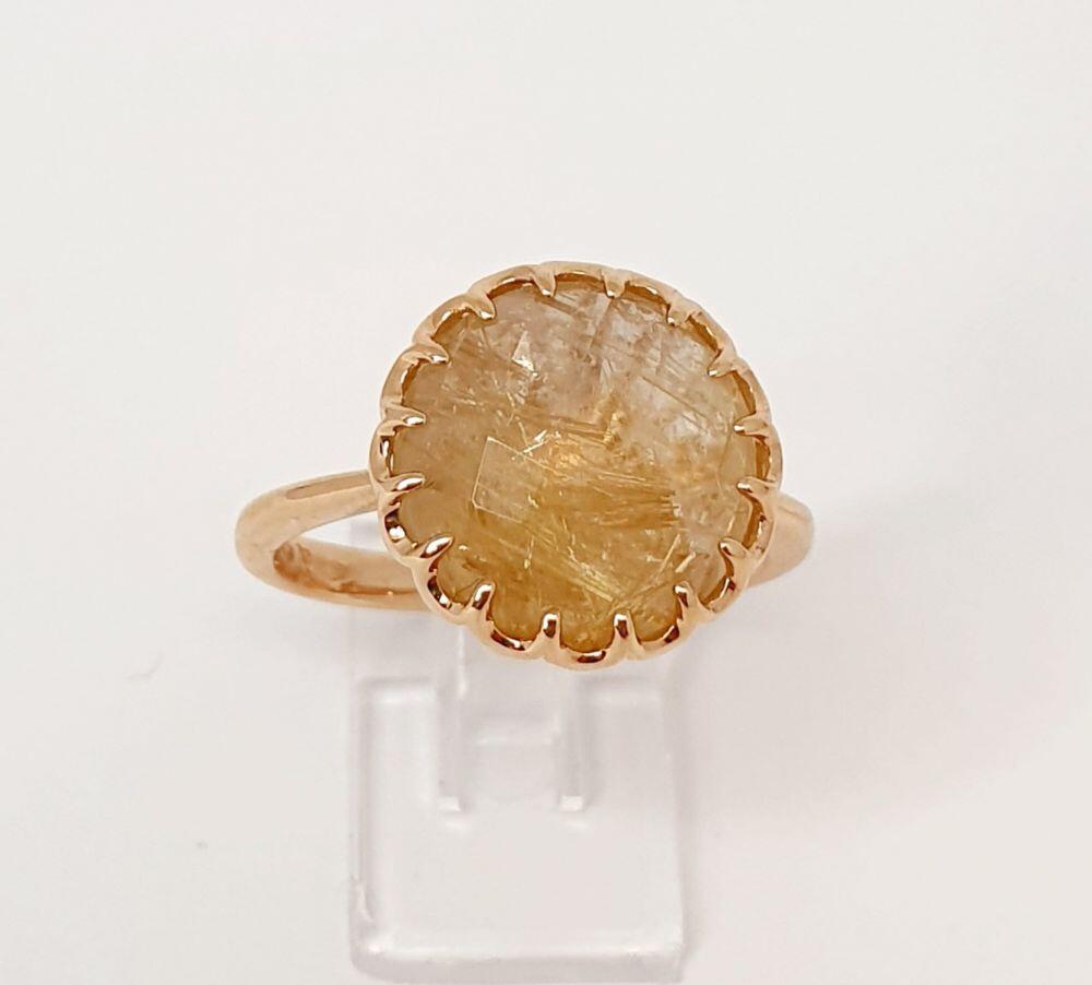 # Ring aus Roségold mit Rutilquarz