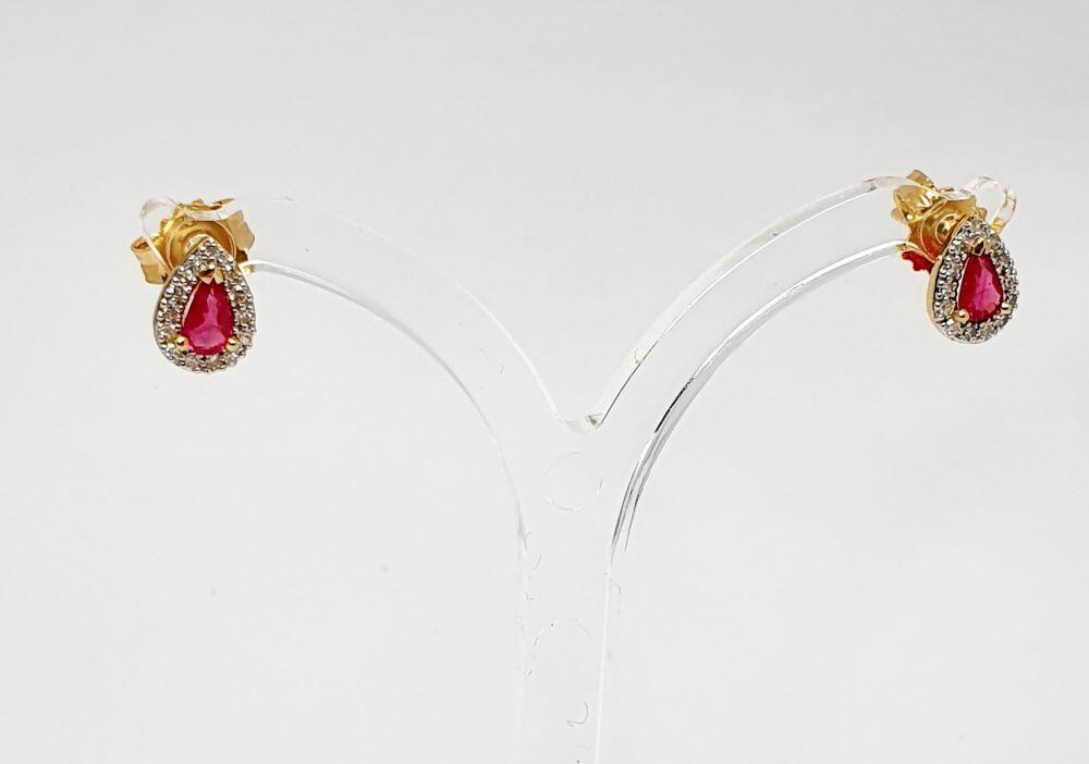 # Yellow gold earrings with 0.48ct ruby and 0.13ct natural diamonds