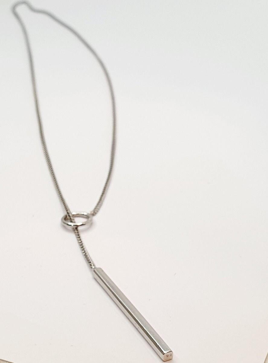 # 8gr white gold chain necklace, lariat necklace, 52cm Franco mesh, in one piece that goes through the ring