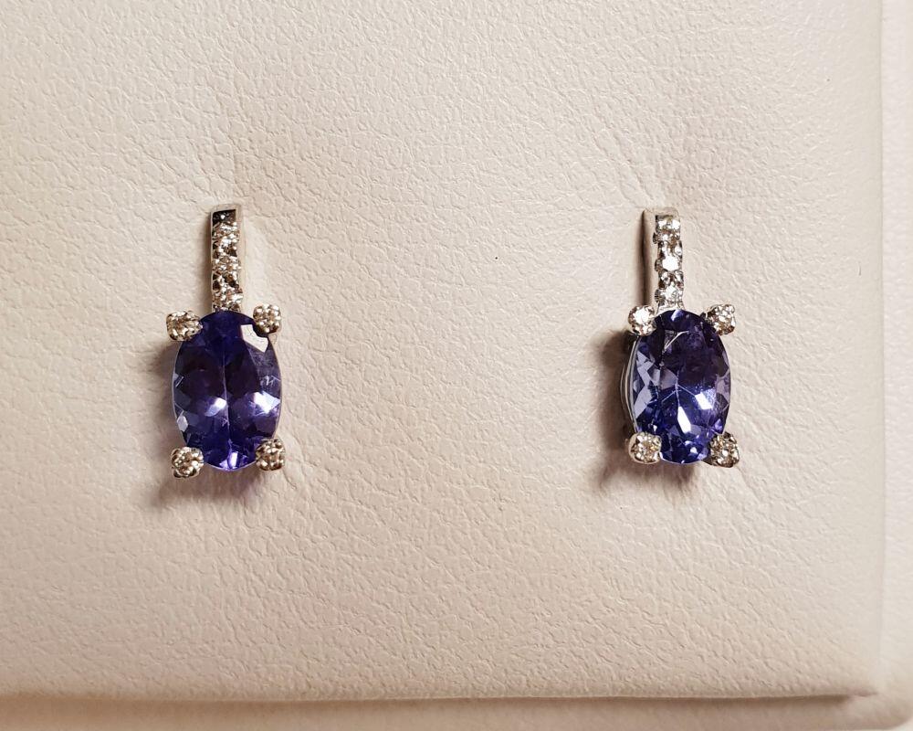 # 18K white gold earrings with 1ct tanzanites and 0.06ct natural diamonds