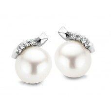 Earrings with pearls and 0.06ct natural diamonds