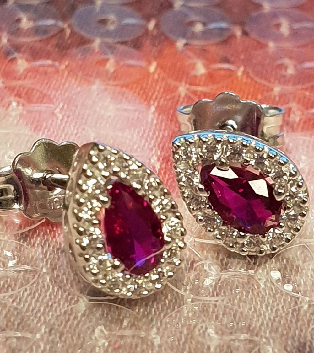 # Earrings white zircon and red zircon