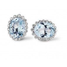 # White gold earrings with topaz and 0.30ct diamond