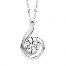 # Pendentif or blanc avec zircon