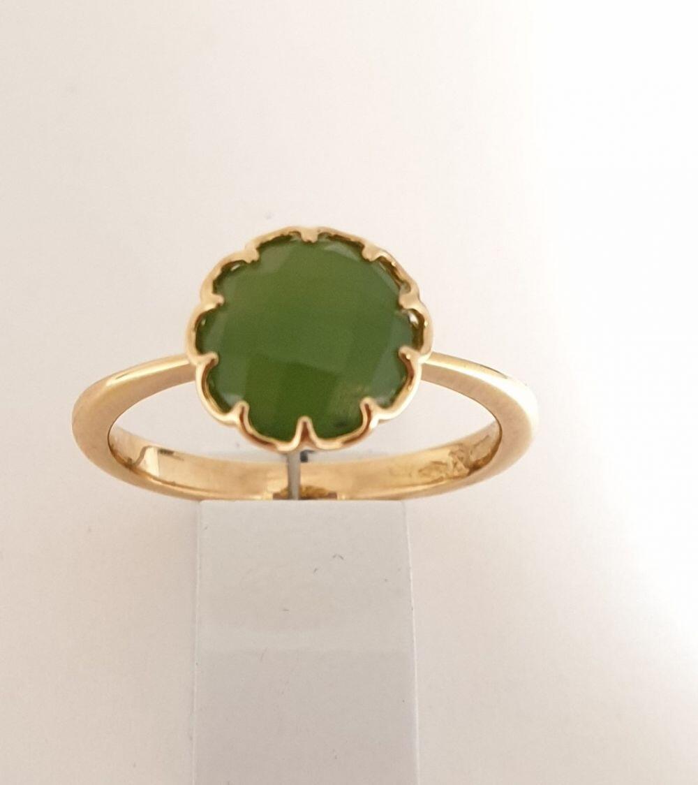 Bague or rose 18K avec aventurine verte