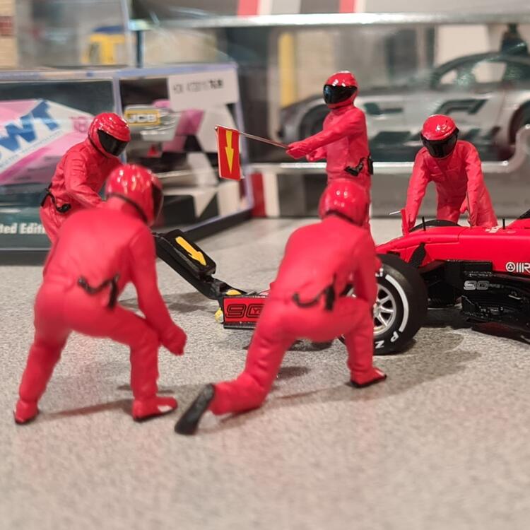 American Diorama Formula One F1 Pit Crew 7 Figurine Set Team Blue for 1/18  Scale Models by American Diorama