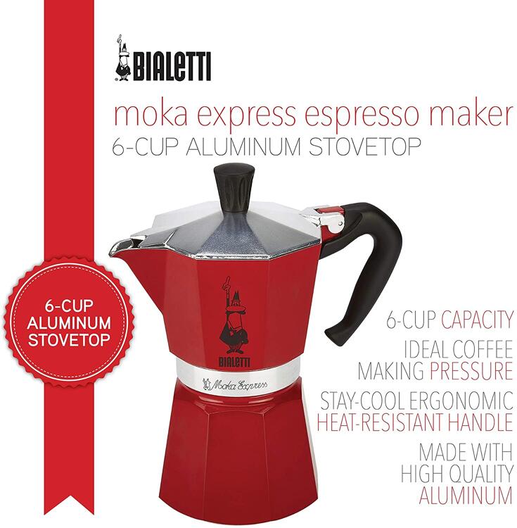 Italian Moka Aluminium Express Coffee Maker 6 Cups Bialetti