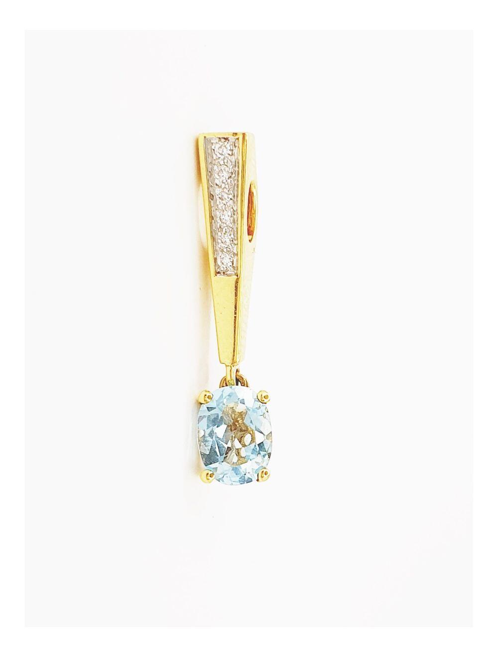 # Pendentifs or jaune avec topaz et 0.05ct diamants naturels  3cm