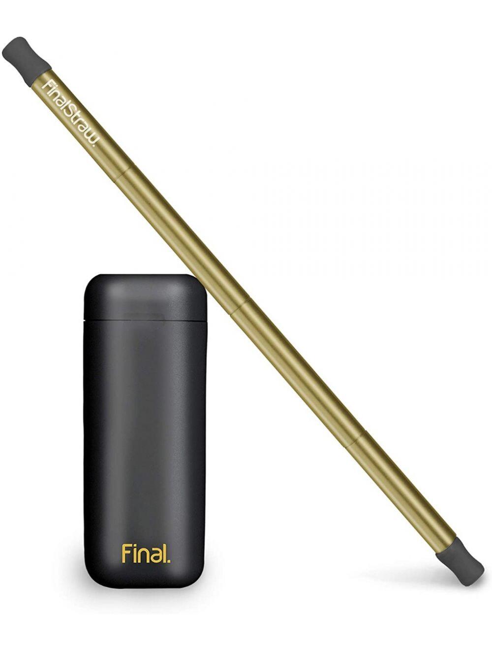 The final straw 2.0    paille rétractable écologique    -> vous achetez / you buy :   boitier noir, case black pirate + paille gol