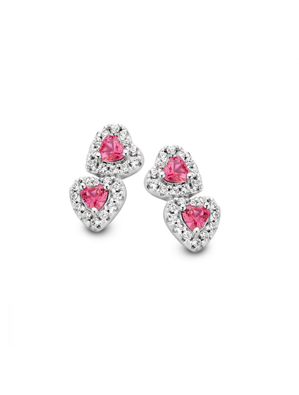 Naiomy silver earrings with ruby zircons