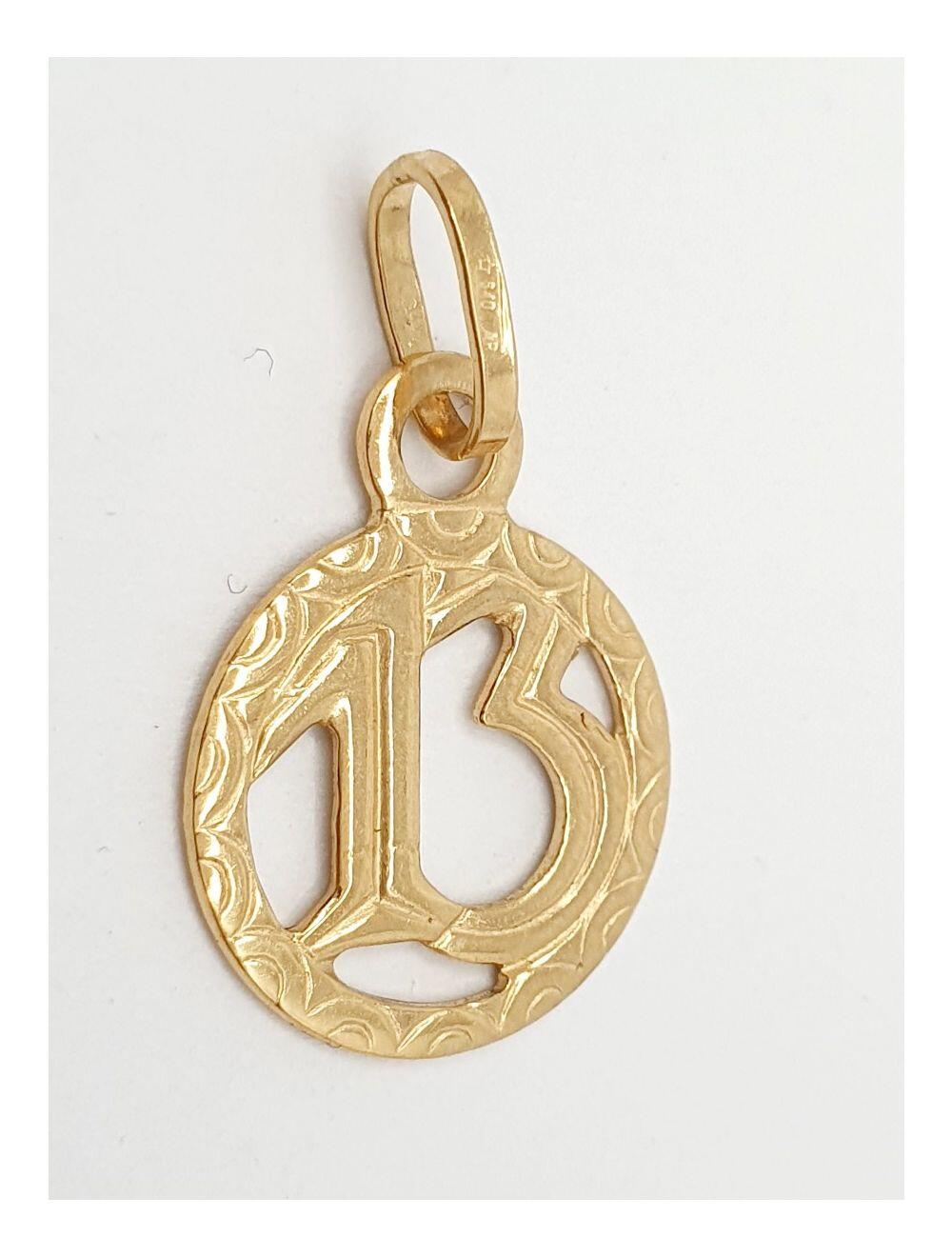 # Pendentif  médaille or jaune ' 13 '