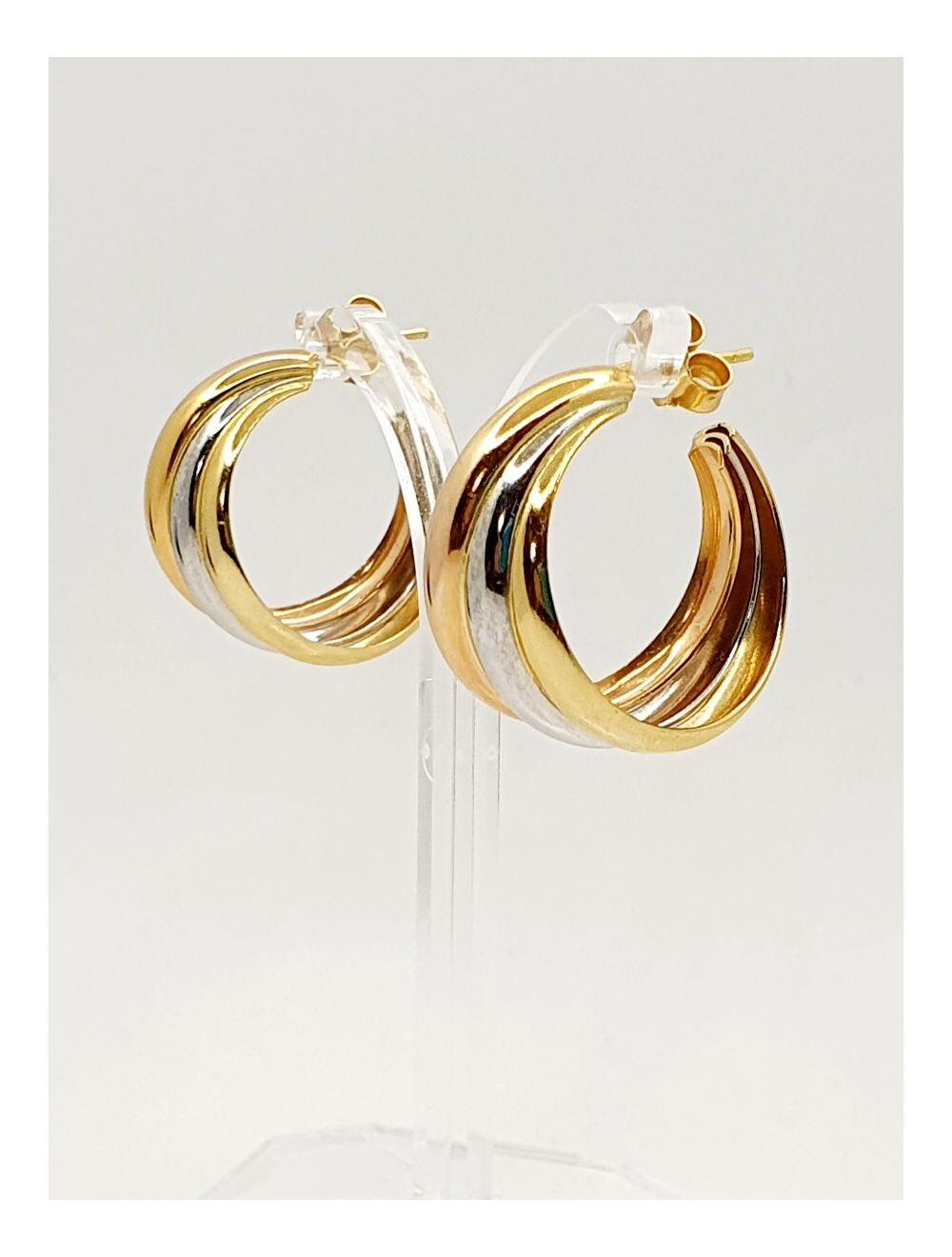 RESERVEE # Boucles d'oreilles créoles or jaune, or blanc et or rose