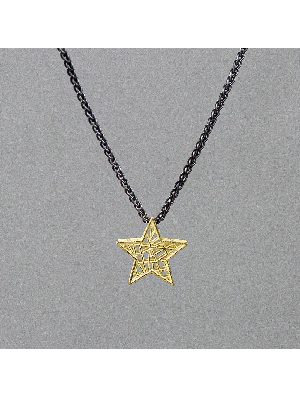 # Oxidized silver necklace with 14ct gold 3D star pendant