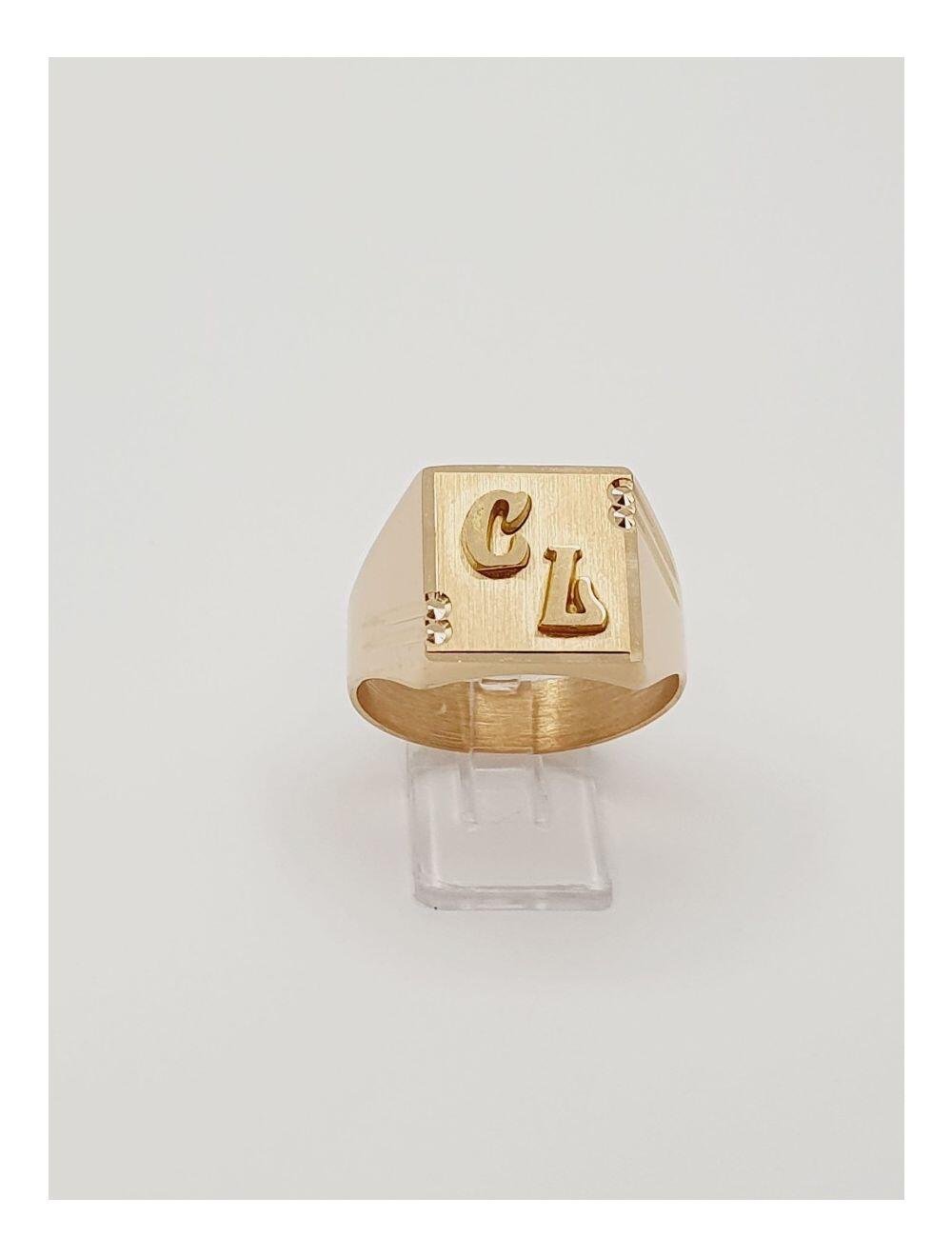 # Ring in 18K yellow gold, with two applied letters, at choice included in the price (delay +-2-3 weeks)