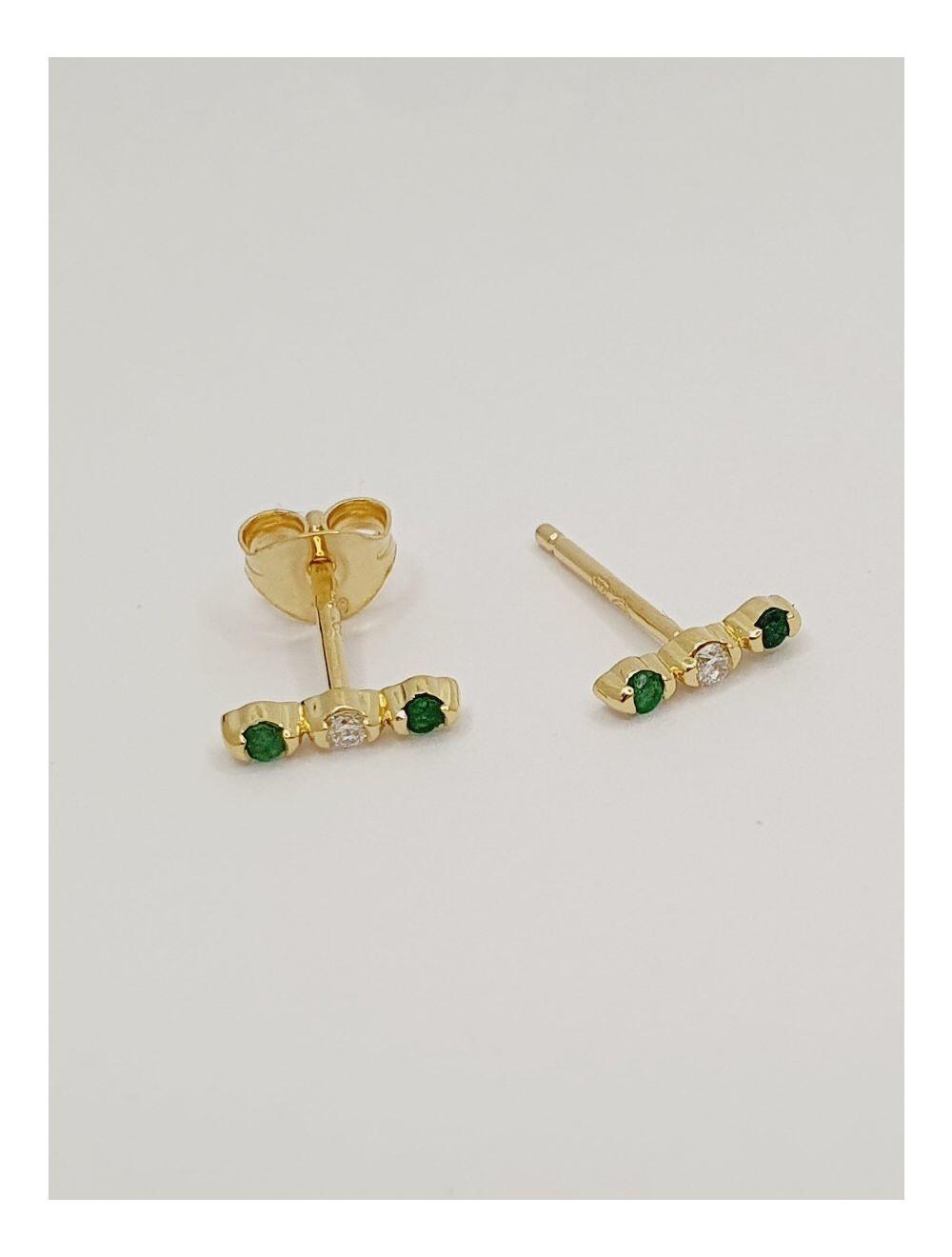 # Yellow gold earrings with 0.10ct emerald and 0.04ct natural diamonds