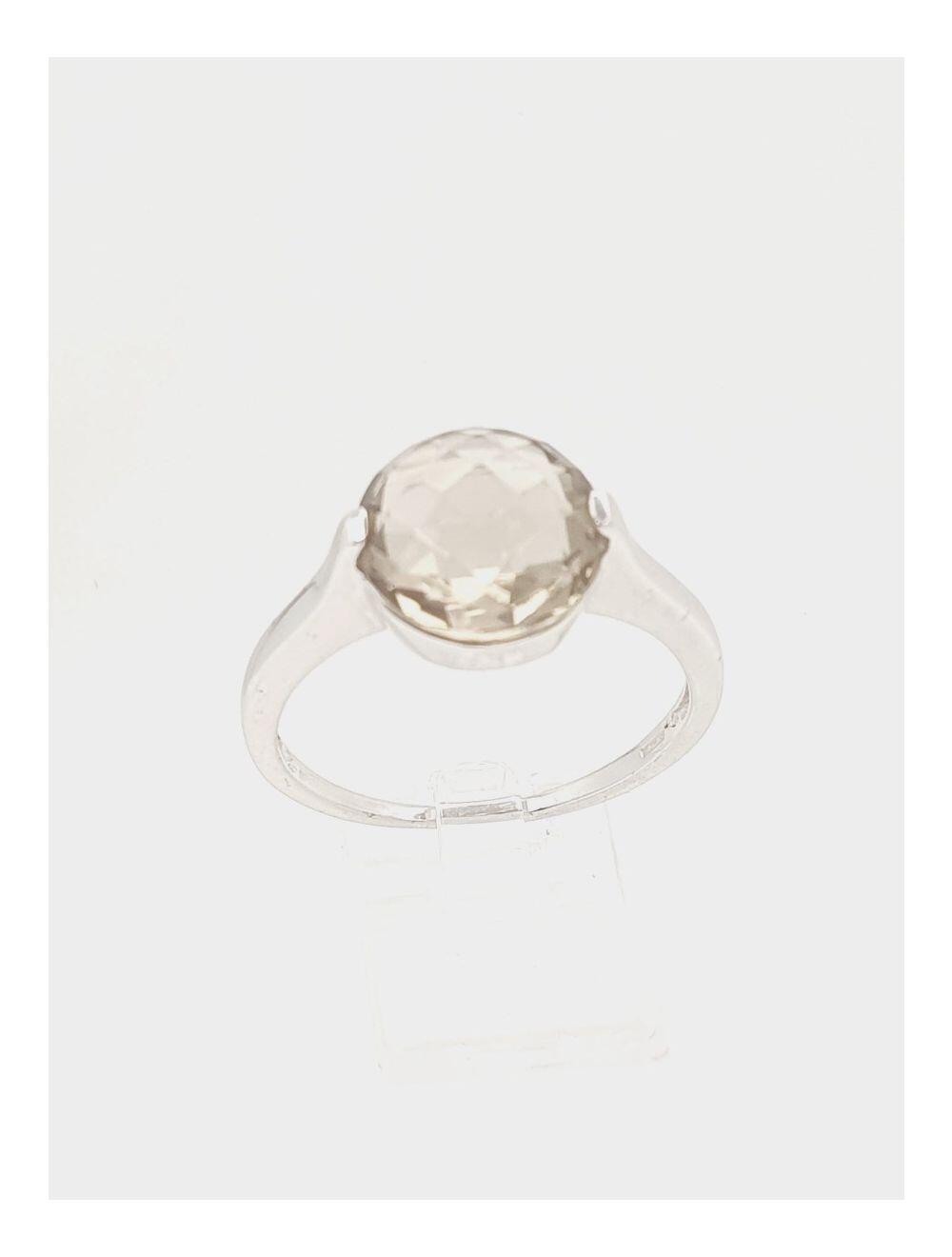 # Bague or blanc avec quartz fumé