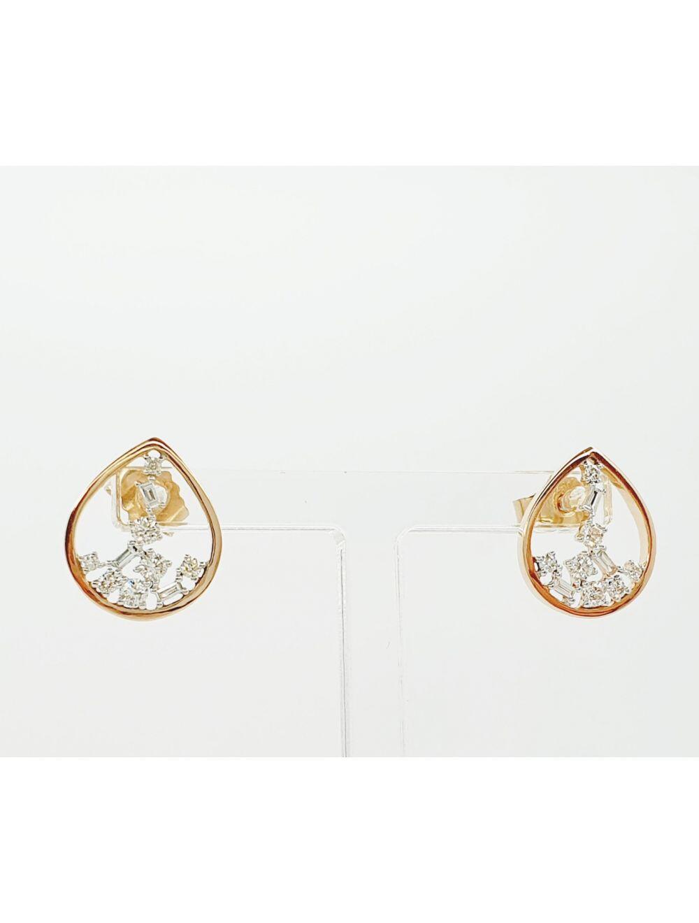 # Rose gold earrings with 0.40ct natural diamonds, dropped diamonds effect