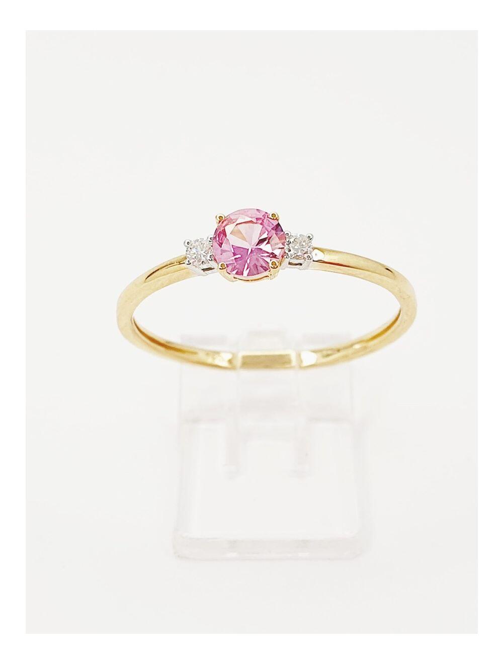 # Yellow and white gold ring with 0.38ct pink sapphire and 0.036ct natural diamonds