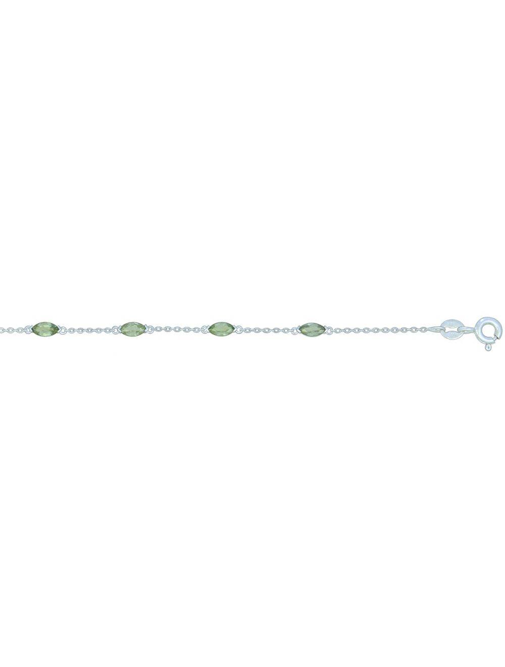 # Bracelet 18cm or blanc avec 1.54ct saphir vert