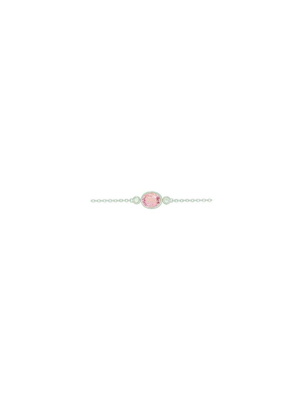 # Bracelet 18cm or blanc avec 0.50ct saphir rose et 0.02ct diamants naturels