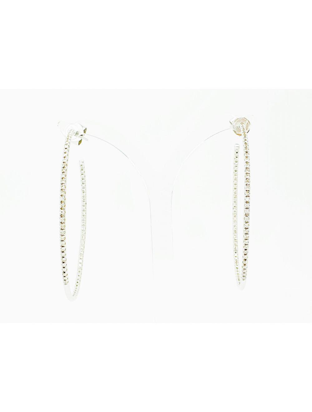 # Boucles d'oreilles créoles or blanc avec 1,28ct diamants naturels 5cm