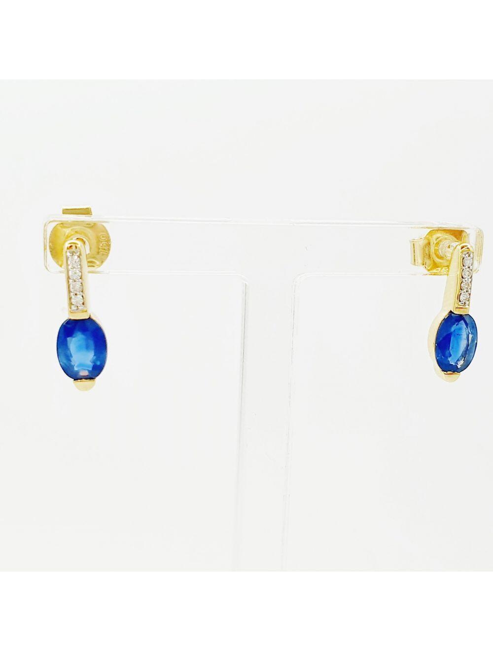 # Yellow gold earrings with 1.2ct sapphire and 0.03ct natural diamonds