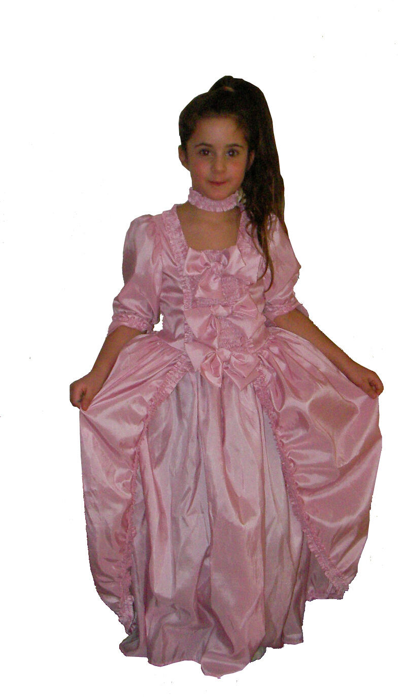 Princess Girl Costume, Marquise Costume, Pink Taffeta, White