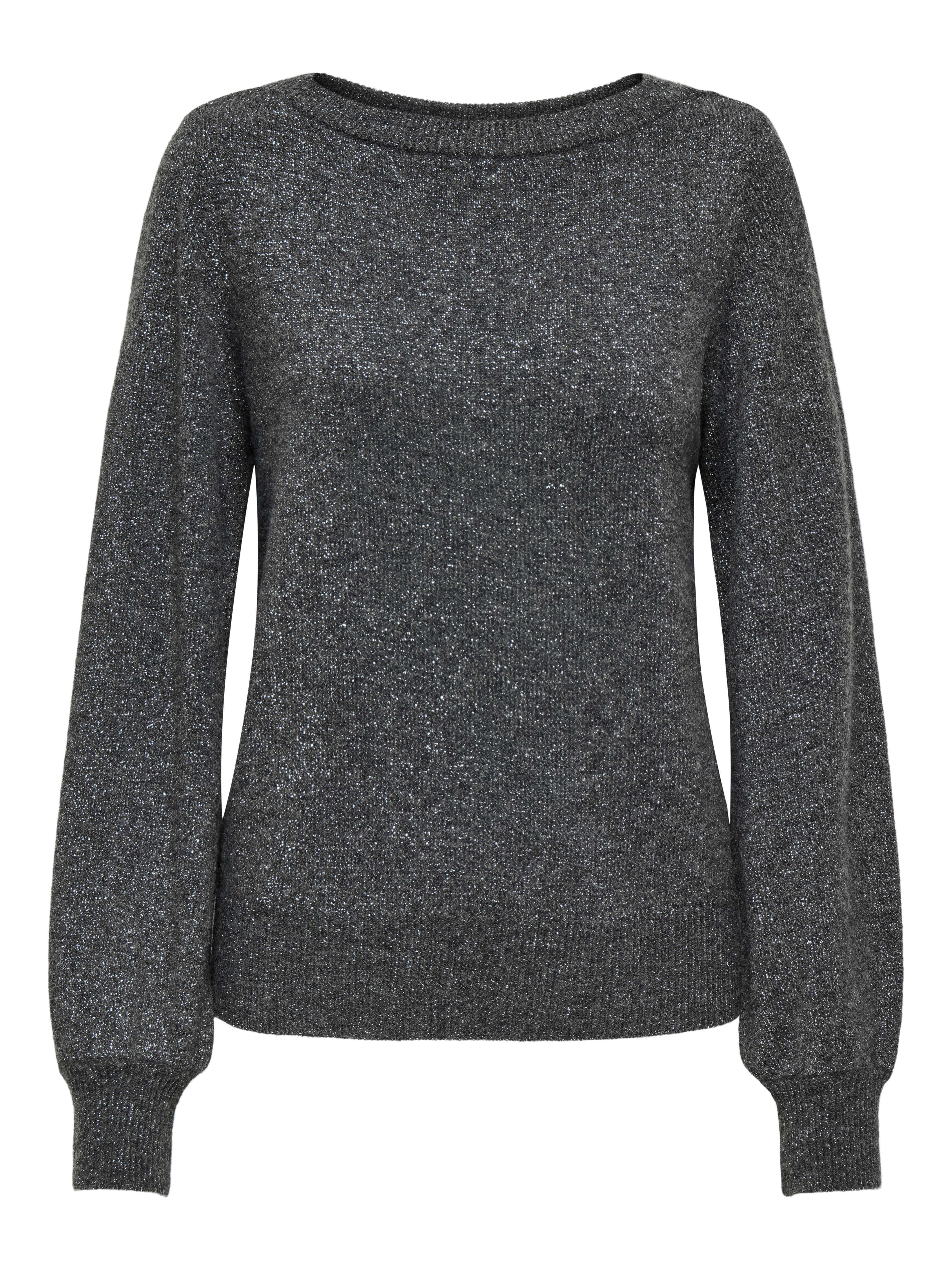 Jdy Damen - Jdyrue Glitter L/S Boat Pullove Knt Noos Dark Grey Melange - Gr. - Xl