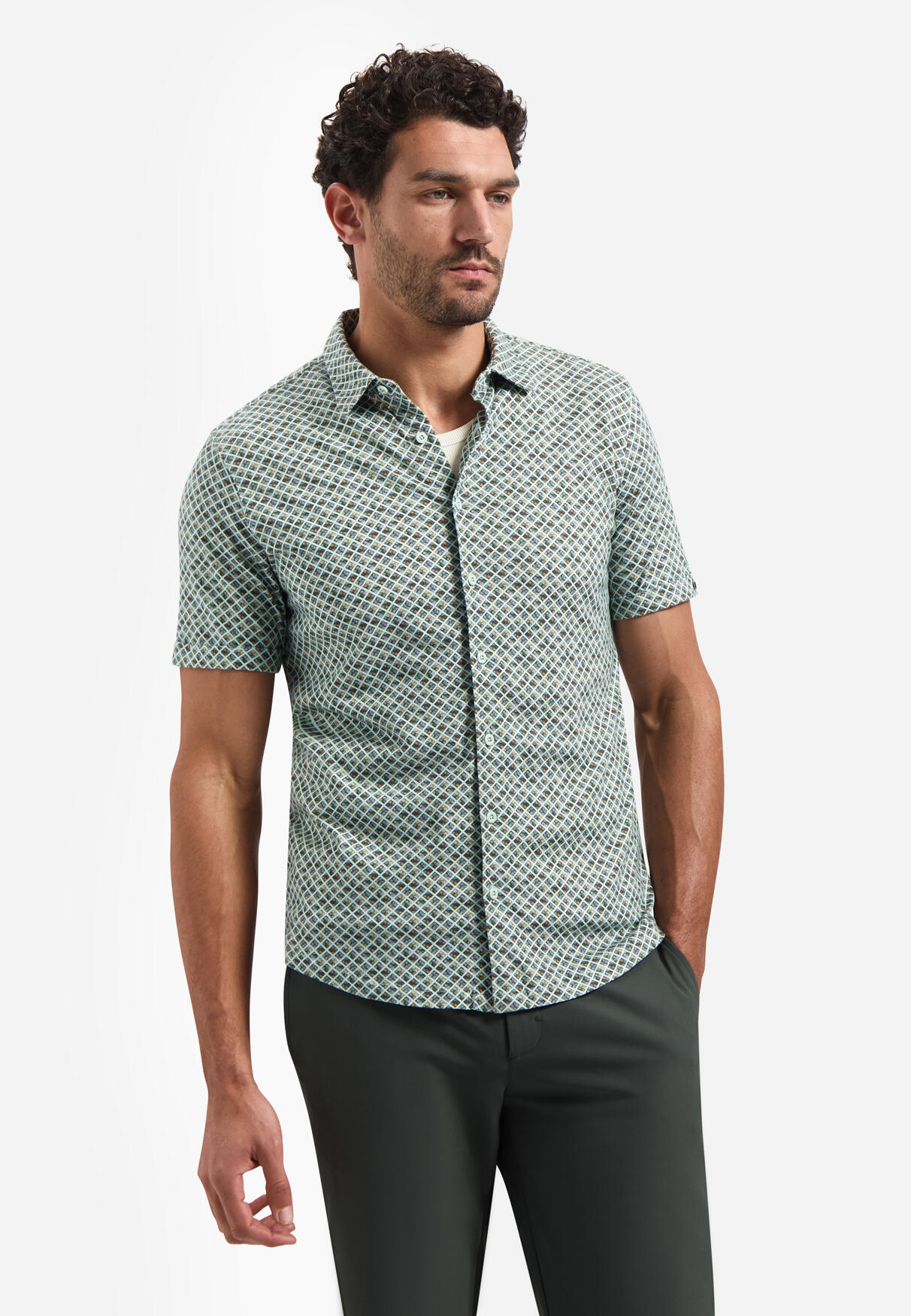 No Excess Herren Kurzarmhemd Mit Allover-Print – Baumwollhemd Für Sommerliche Casual-Looks - Bild 5