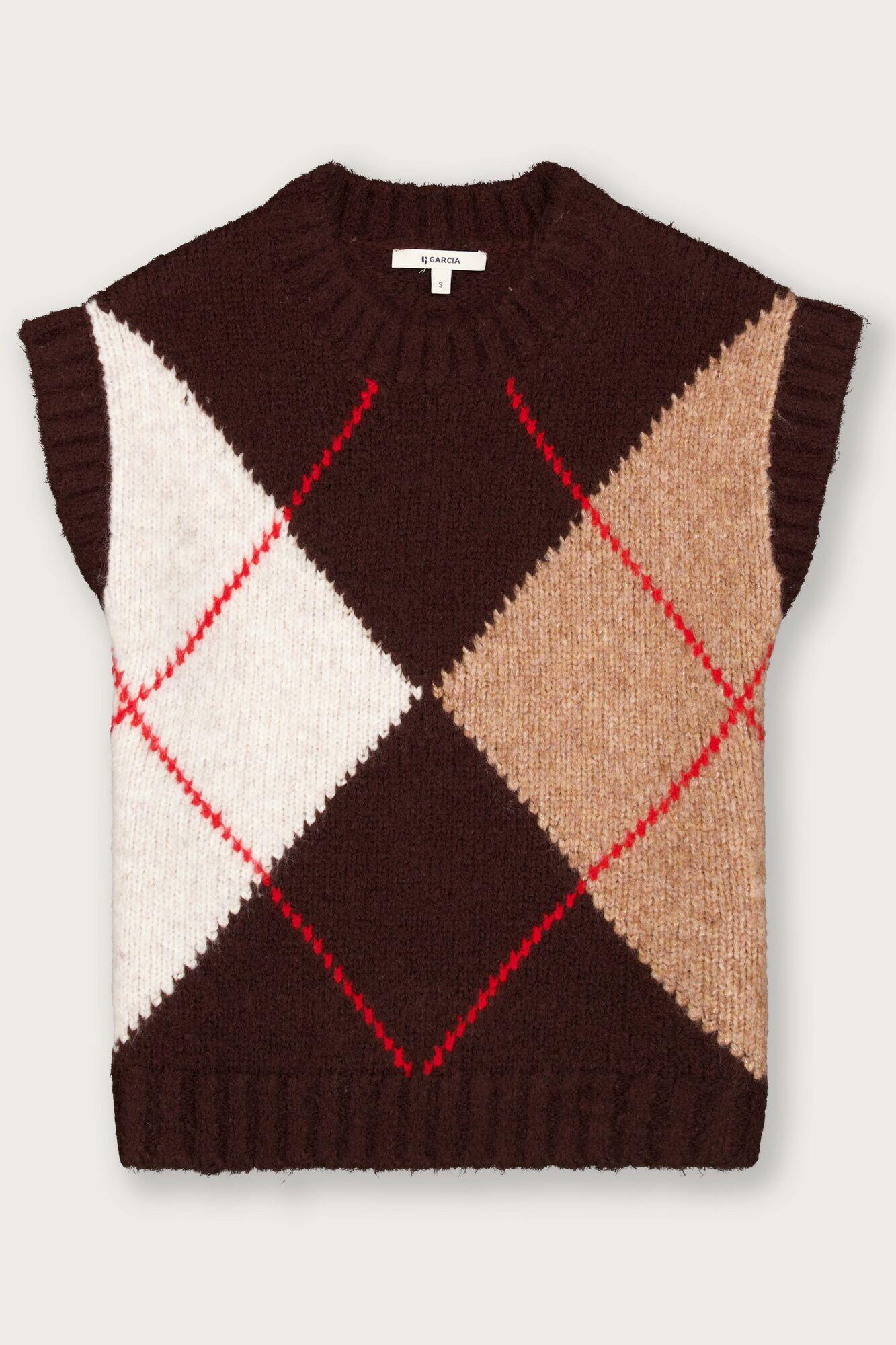 Garcia Braun Jacquard-Pullover Mit Argyle-Muster S - Bild 2
