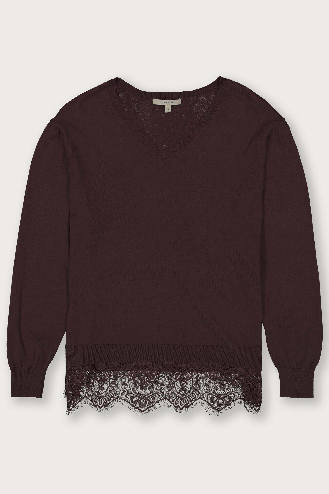 Garcia Damen Marron Pull Mit Spitze V-Ausschnitt - Bild 2