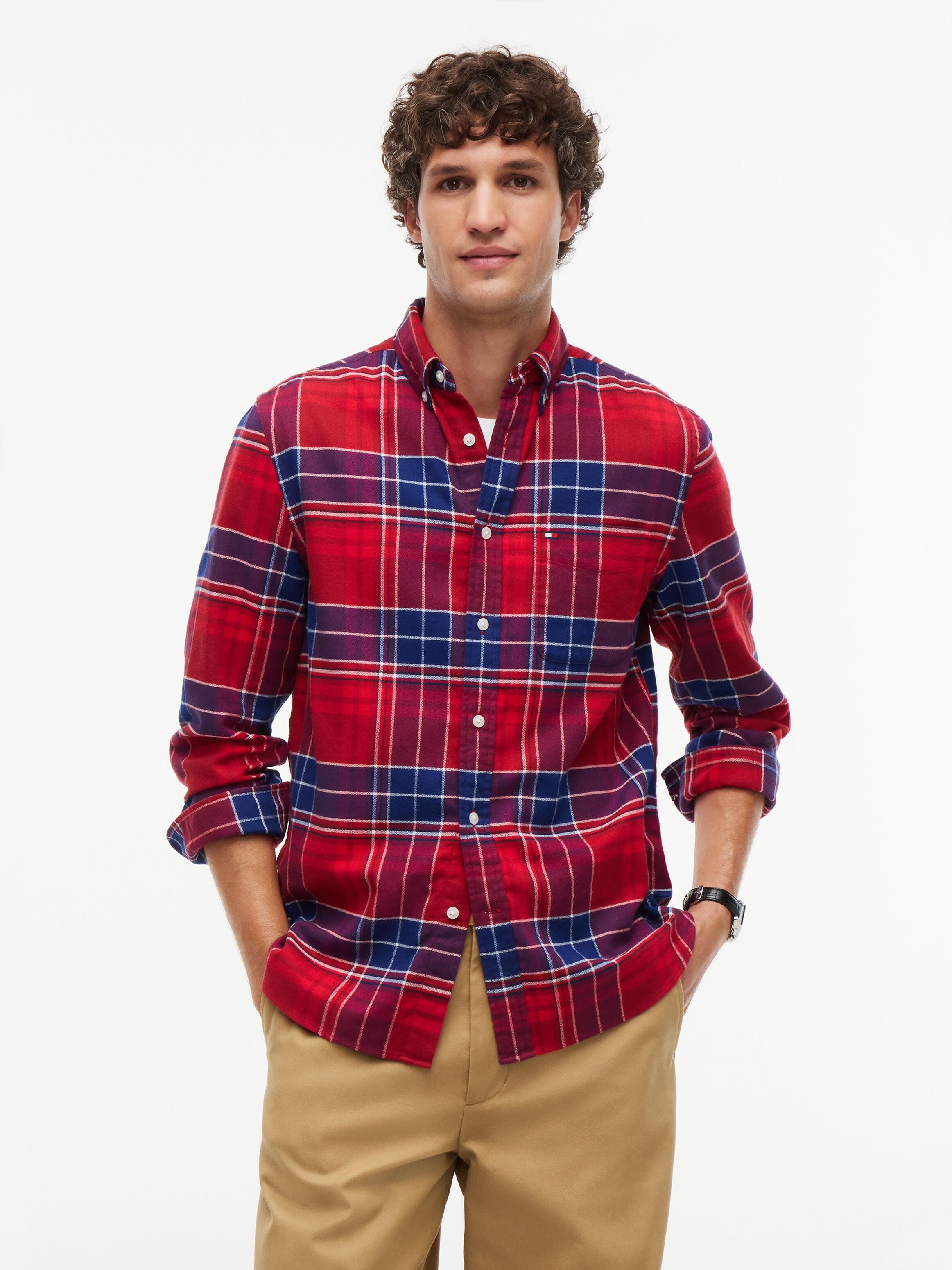 Tommy Hilfiger Herren Dunkelrot Hemd Hero Flannel Mw0mw44592 Regular Fit - Bild 2