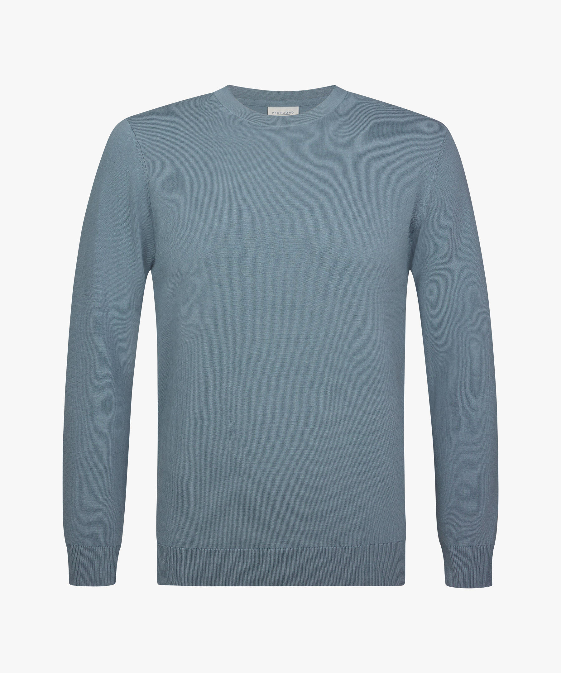 Profuomo Grau/Blau - Blaues Luxury Basic Crewneck - Gr. - M