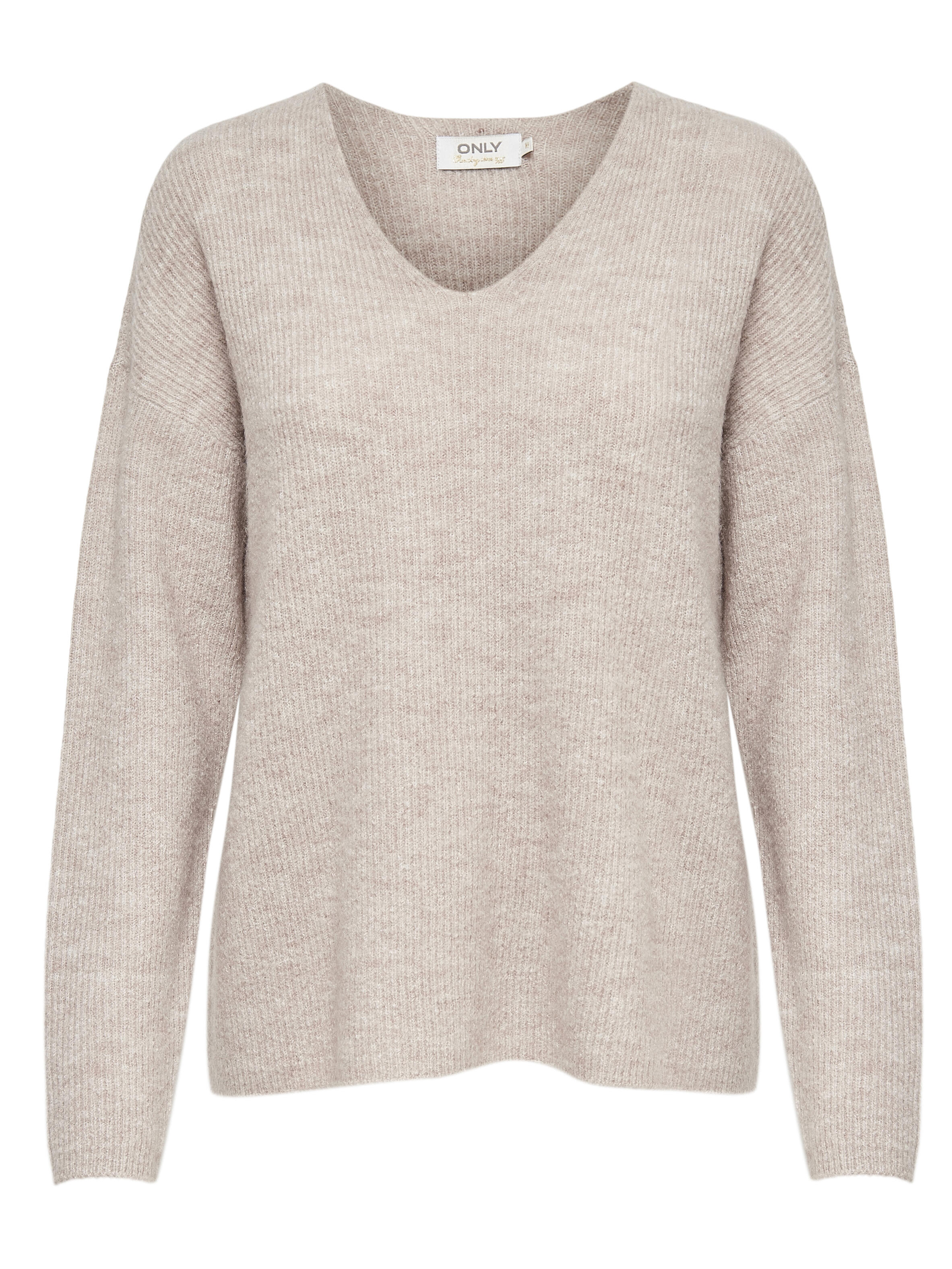 Only Onlcamilla V-Neck L/S Pullover Knt, Pumice Stone/Melange - Bild 3