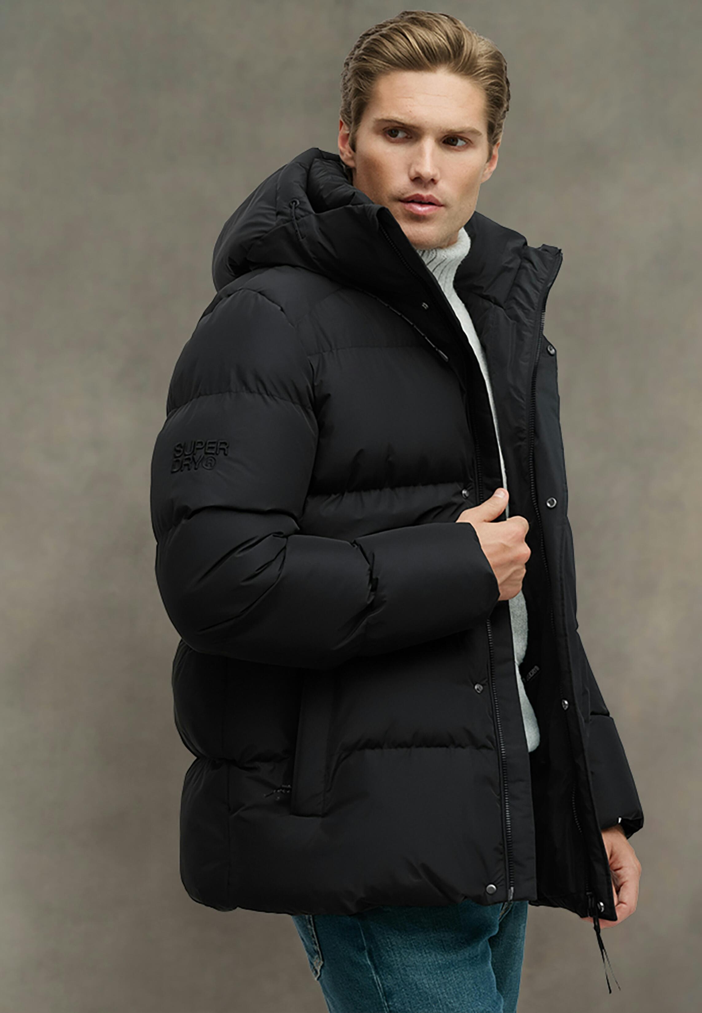 Superdry Herren Schwarz Jacken Mikrofaser Unifarben - Bild 5
