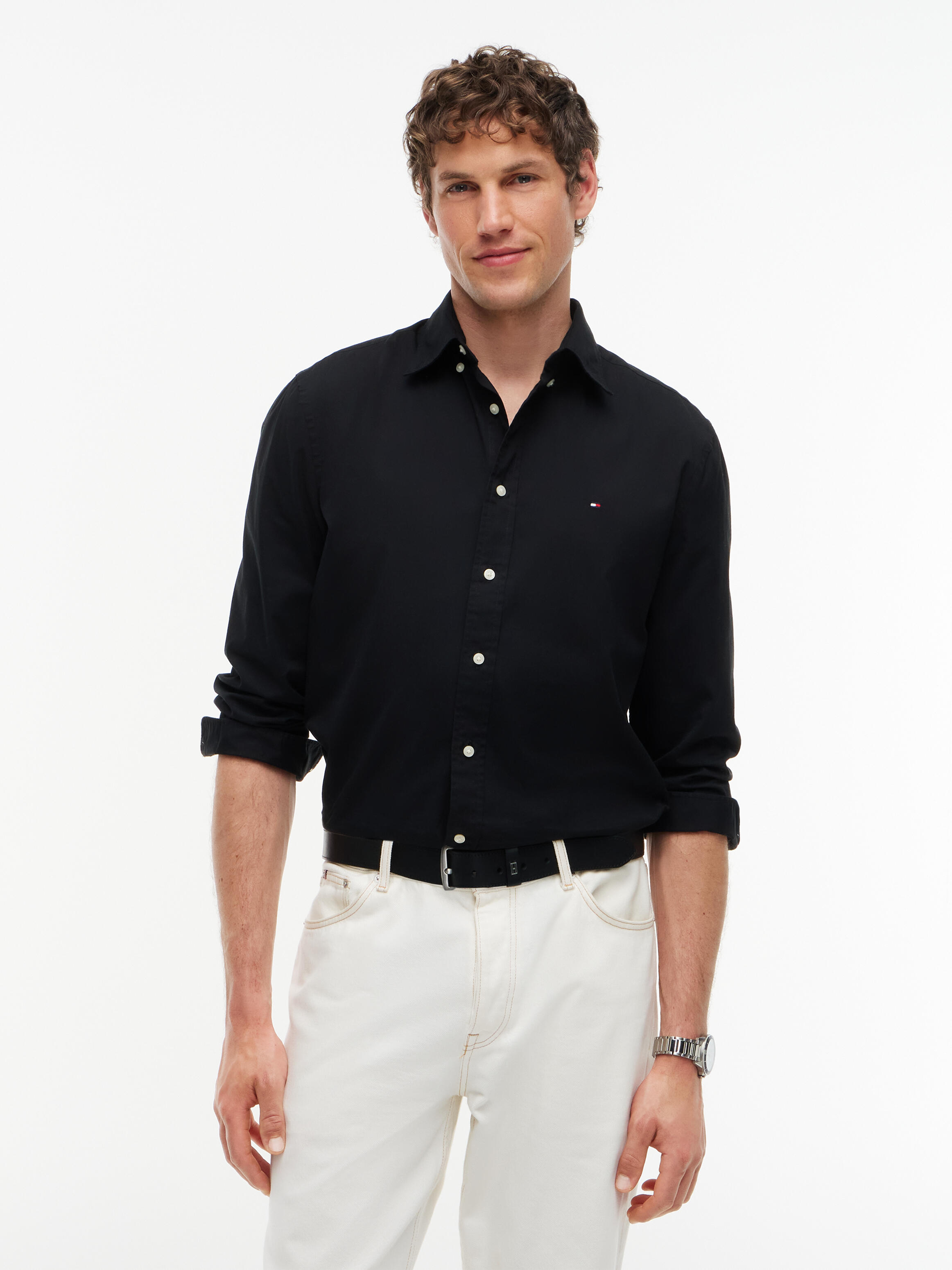 Tommy Hilfiger Herren Schwarz Langarmhemd "Core Flex Poplin Solid Regular Fit Shirt", Gr. Xl (54/56), N-Gr, Web, Obermaterial: 100% Baumwolle, Re... - Bild 9