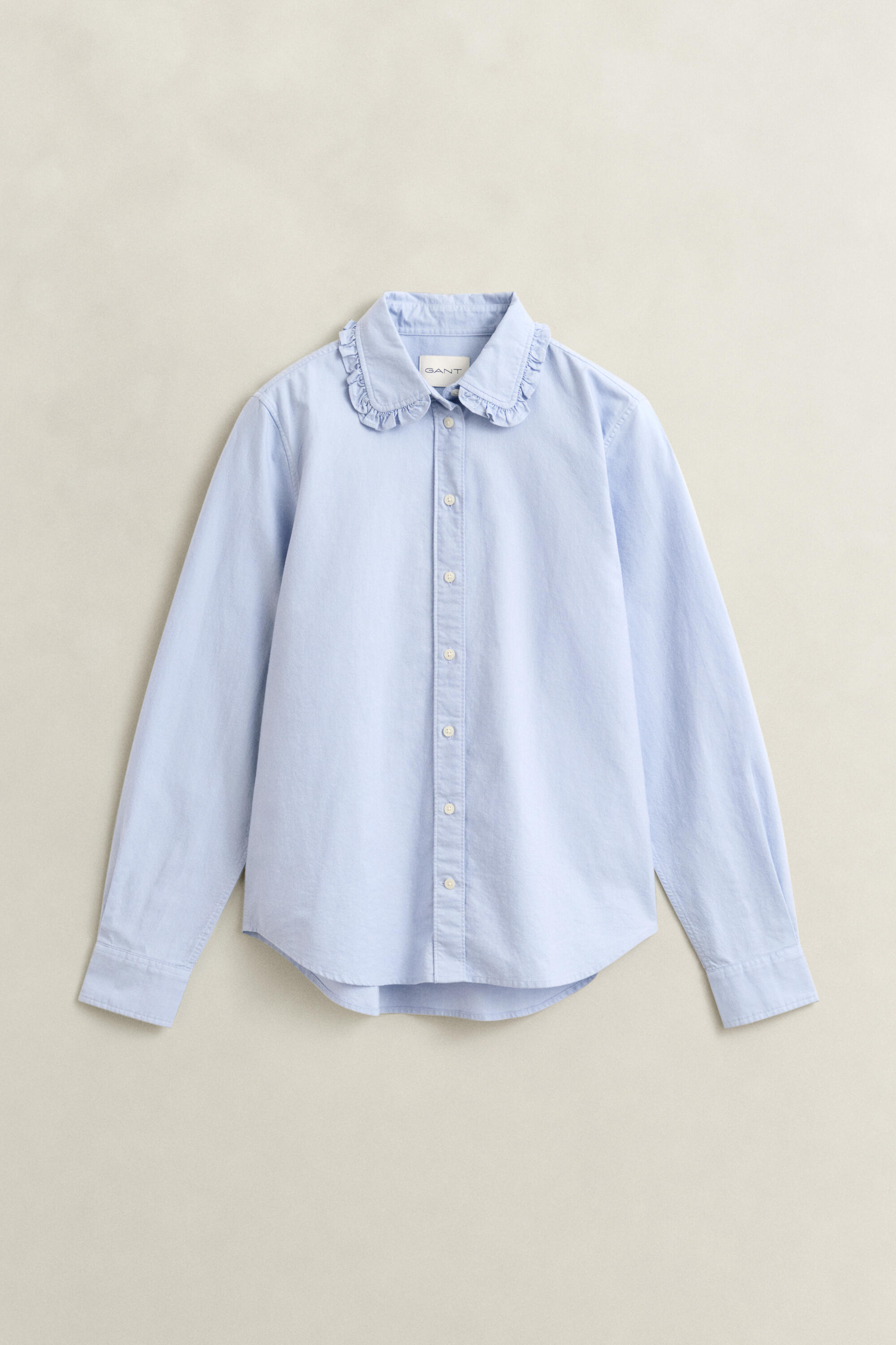 Gant Damen - Classic Oxford-Bluse Mit Rüschen - Gr. - 38