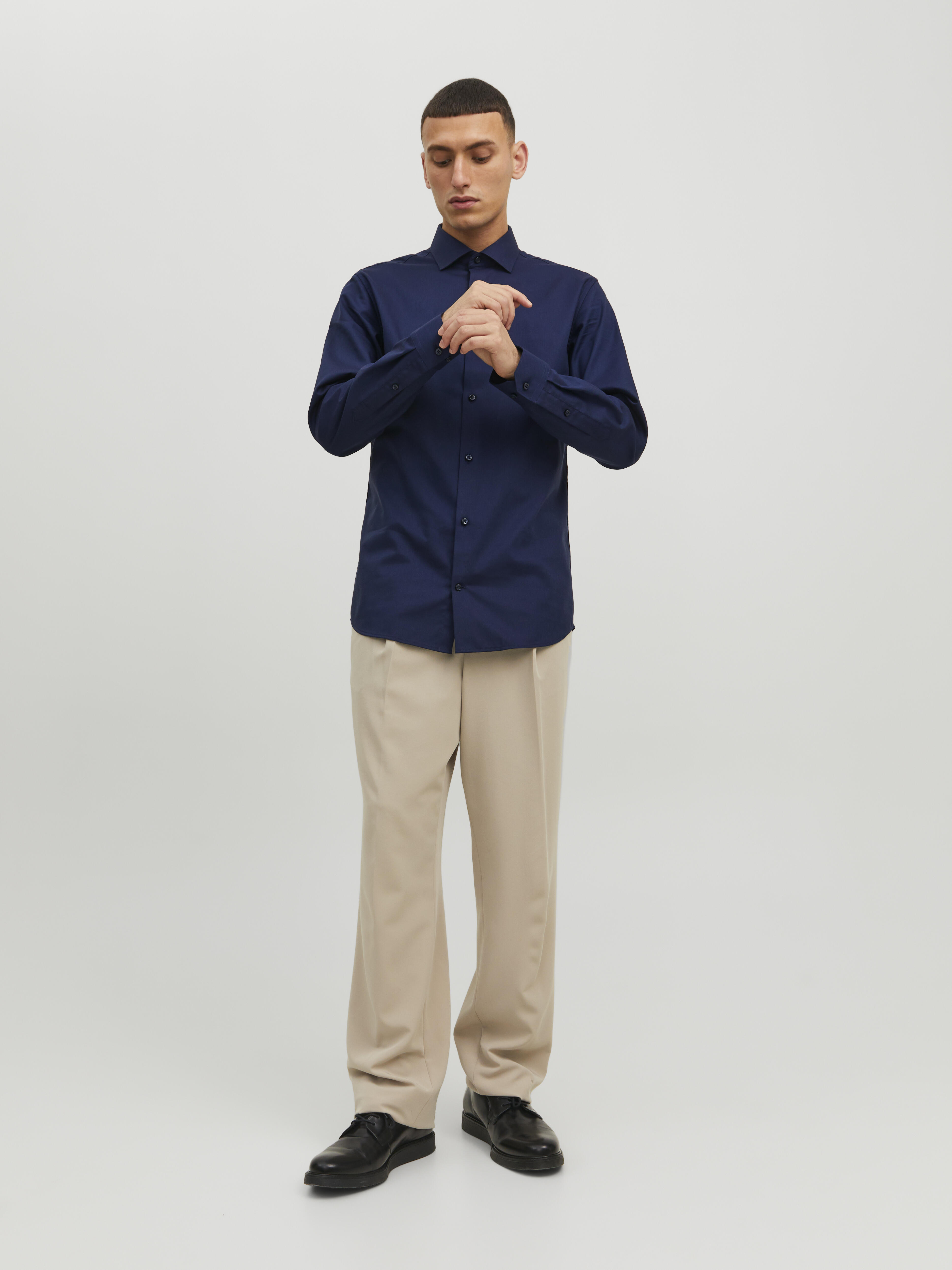 Jack & Jones Herren Dunkelblau Langarmhemd "Jprblaparker Slim Fit Hemd, Atmungsaktiv, Ideal Für Den Alltag", Gr. L, N-Gr, Blau (Perfect Navy), Web, Obermater... - Bild 6