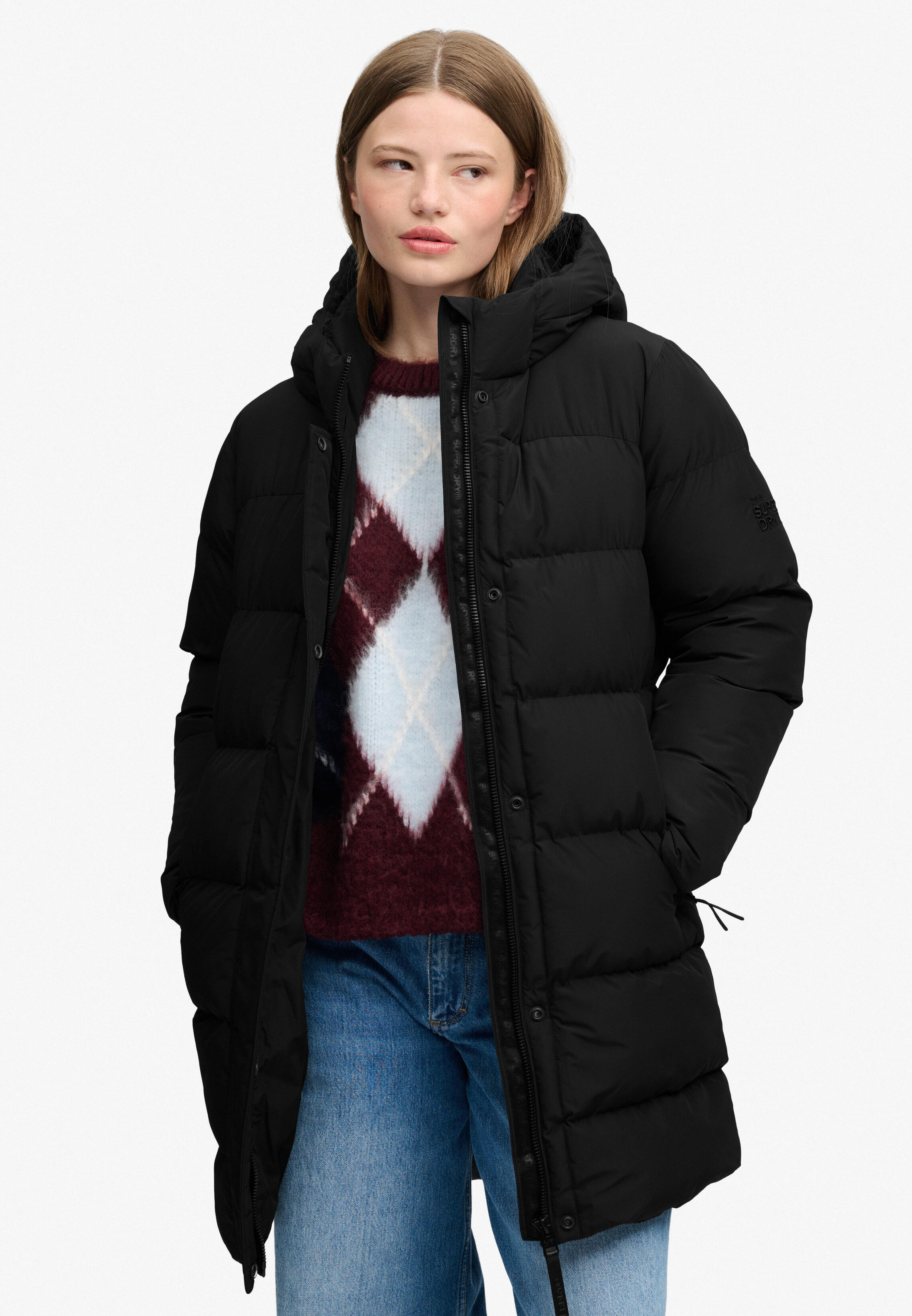 Superdry Damen Noir Lange Steppjacke Mit Kapuze - Bild 2