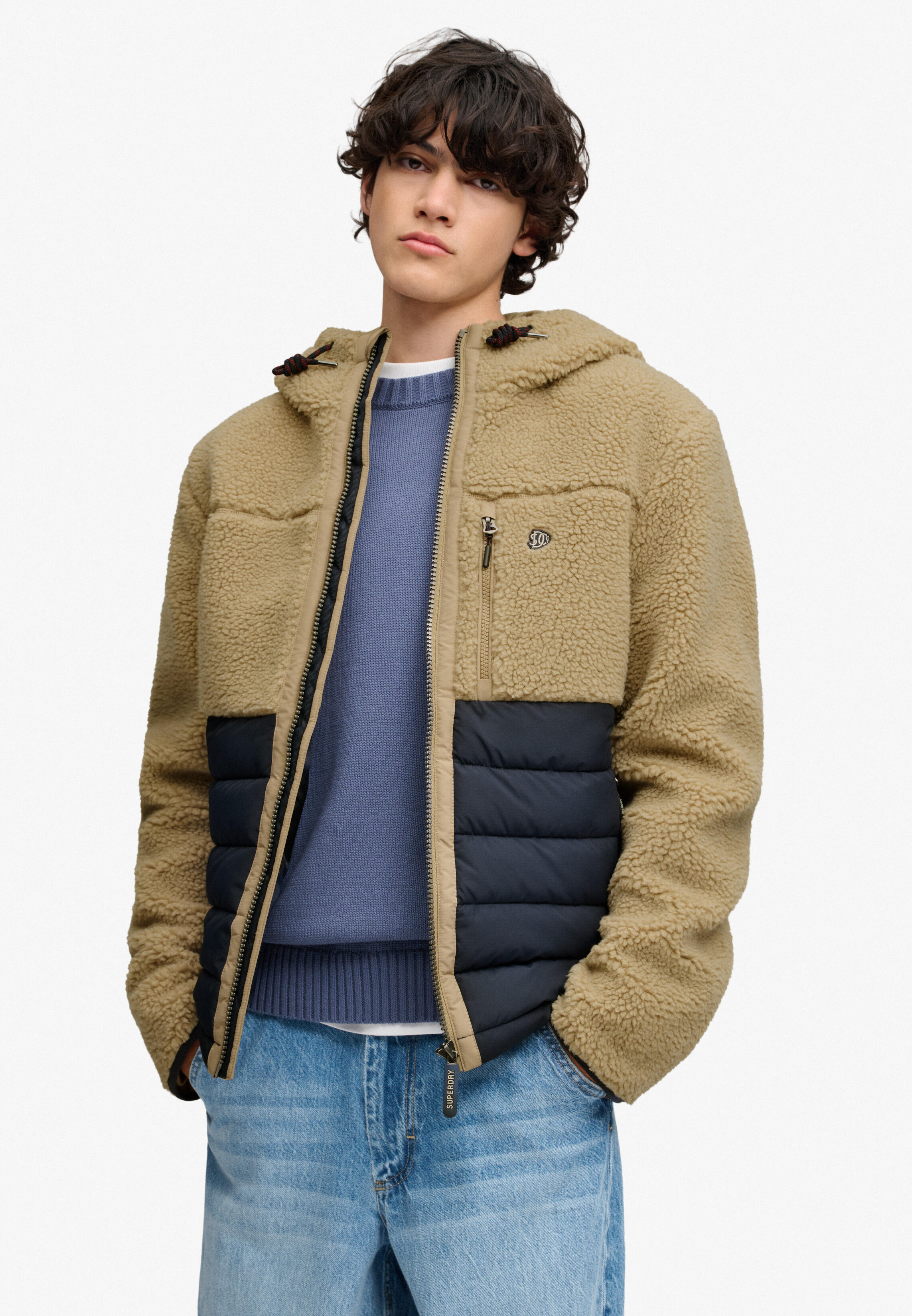 Superdry Herren Beige Jacke Teddyfell - Bild 5