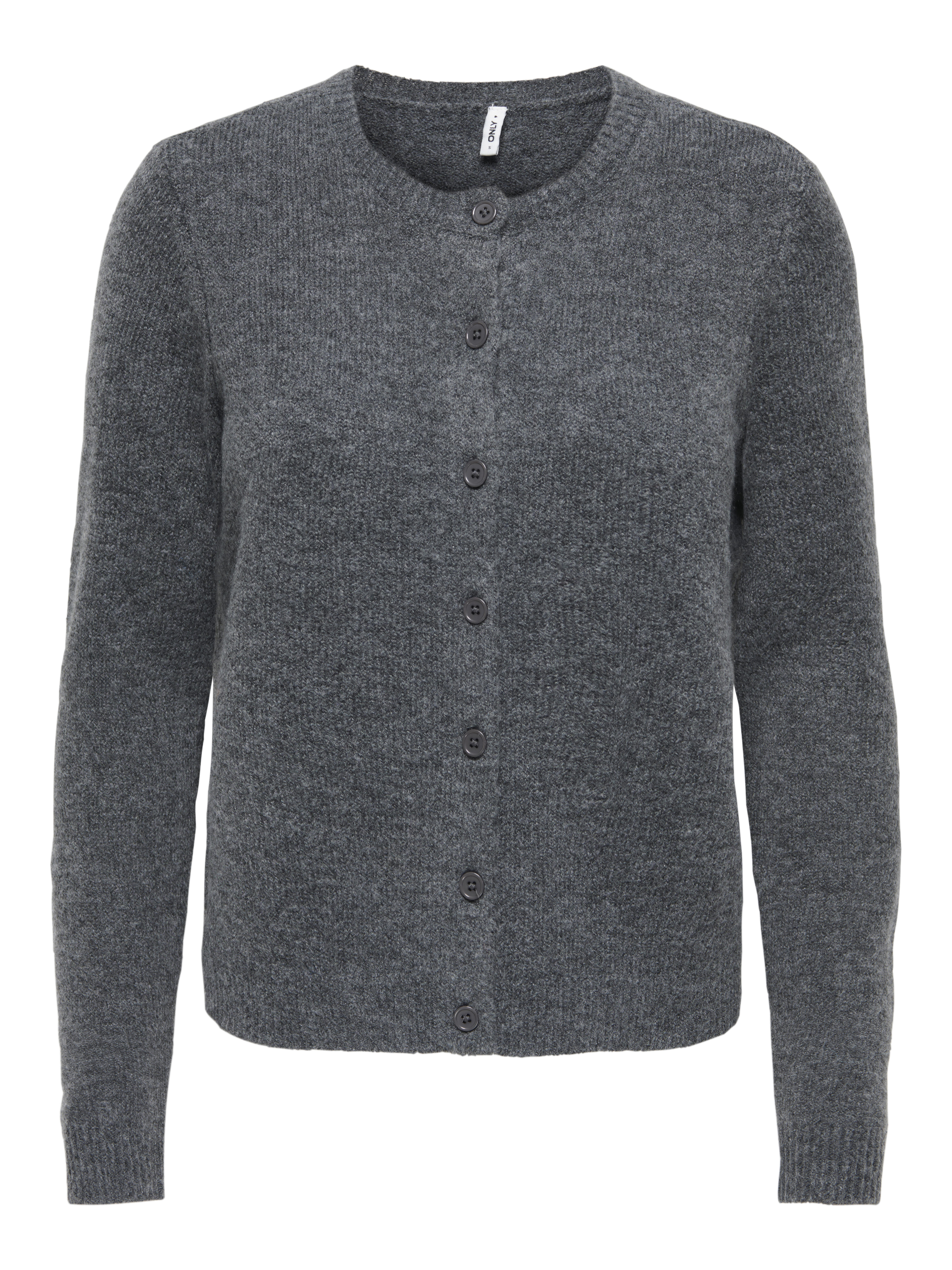 Only - Onlolivia Ls O-Neck Cardigan Cc Knt Dark Grey Melange - Gr. - L