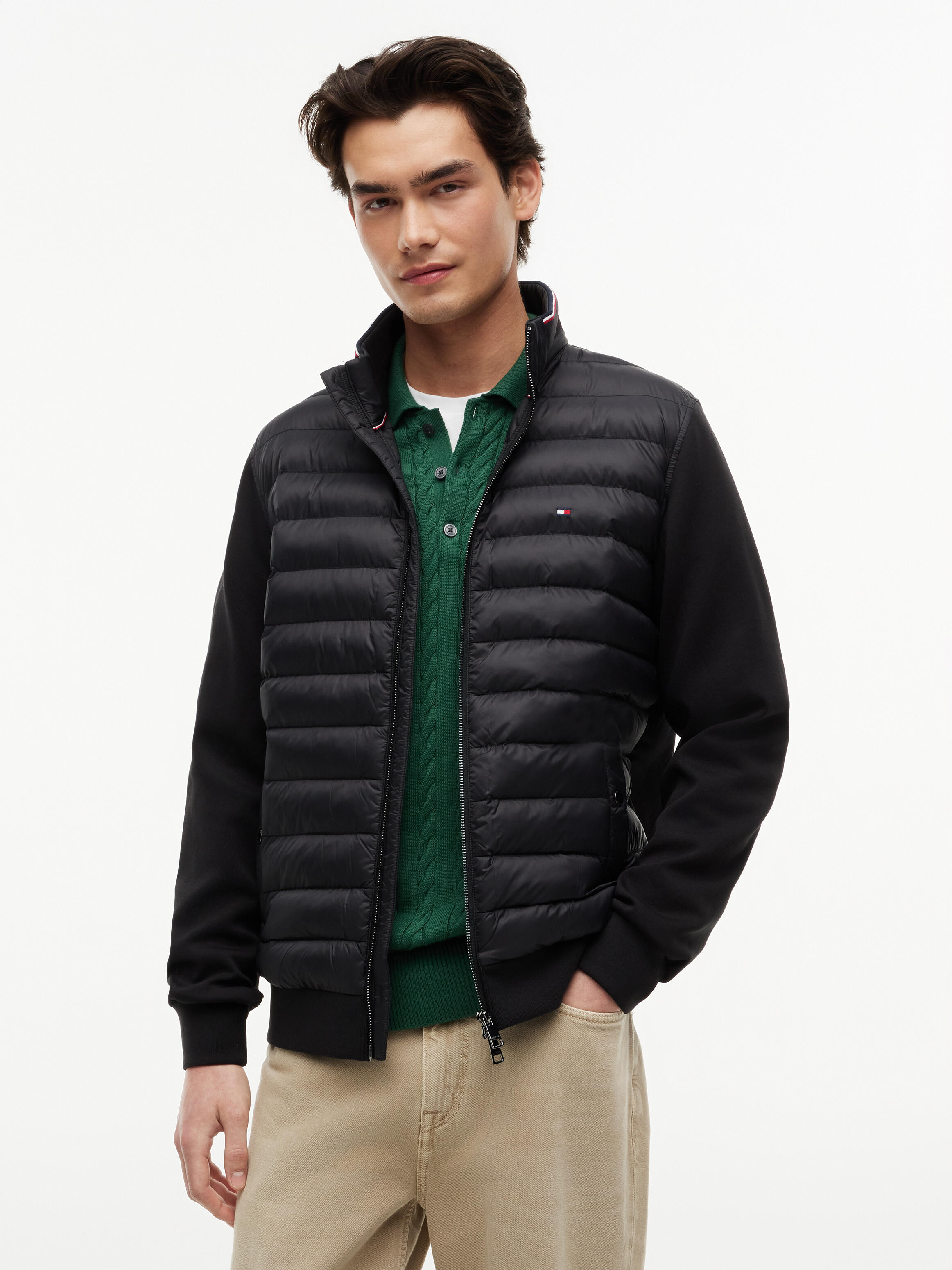 Tommy Hilfiger - Mix Media Ess Rwb Stand Collar - Jackets - Herren - Schwarzk - Xl - Bild 7