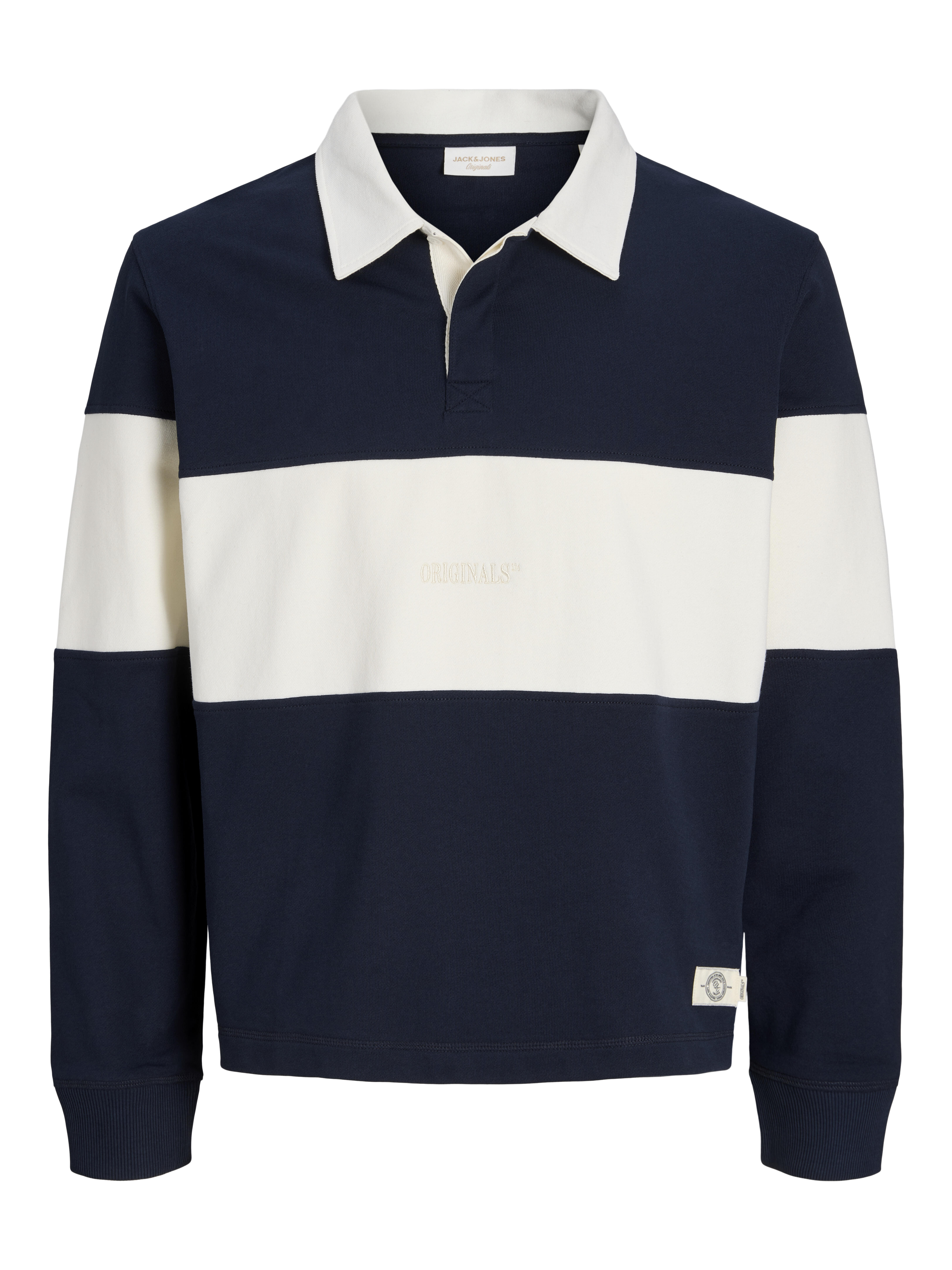 Jack & Jones Herren Navy – Rugby-Oberteil Mit Colourblock-Design In Marineblau Und Weiß - Bild 4
