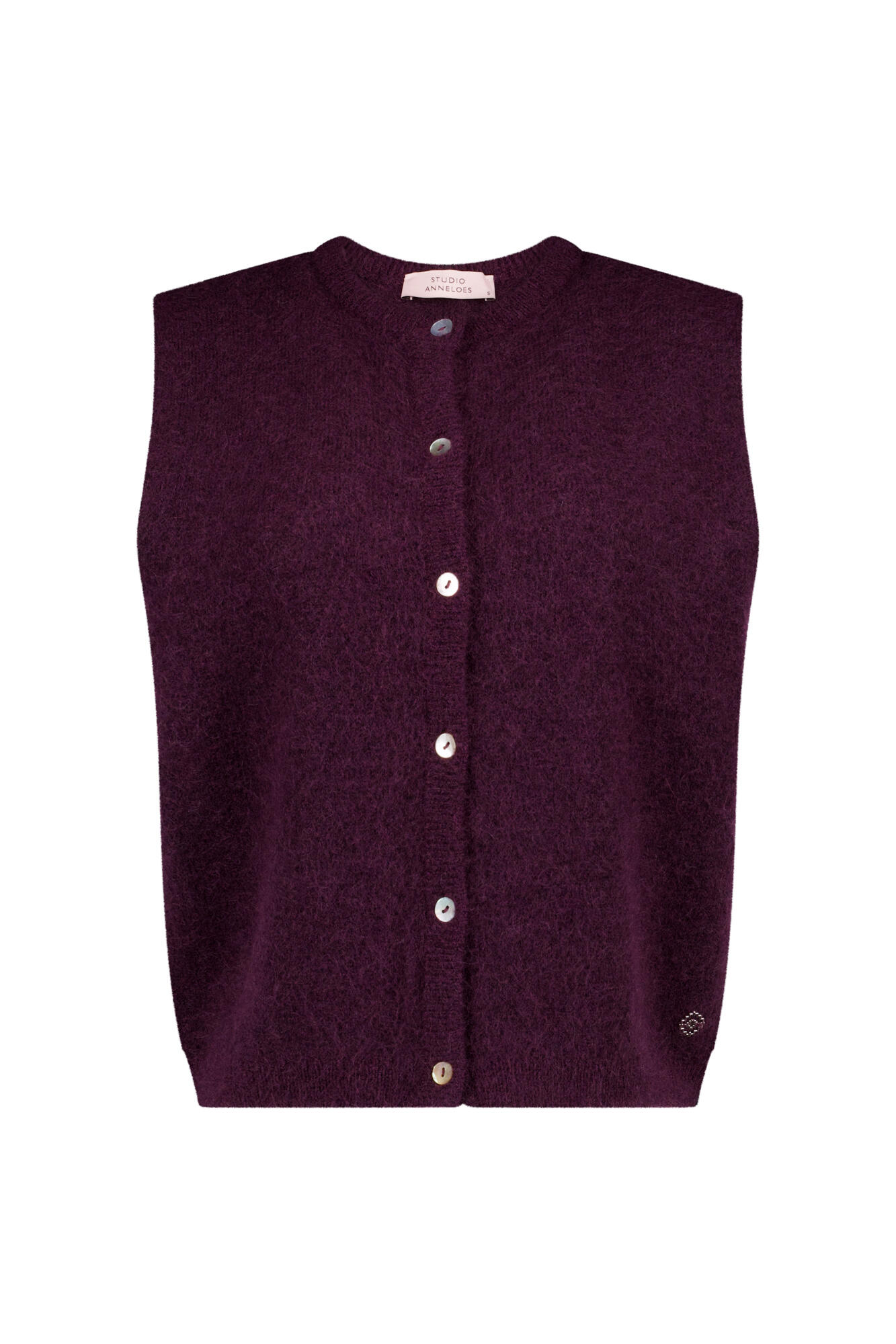 Studio Anneloes - Bibi Sls Cardigan Aubergine - Gr. - L