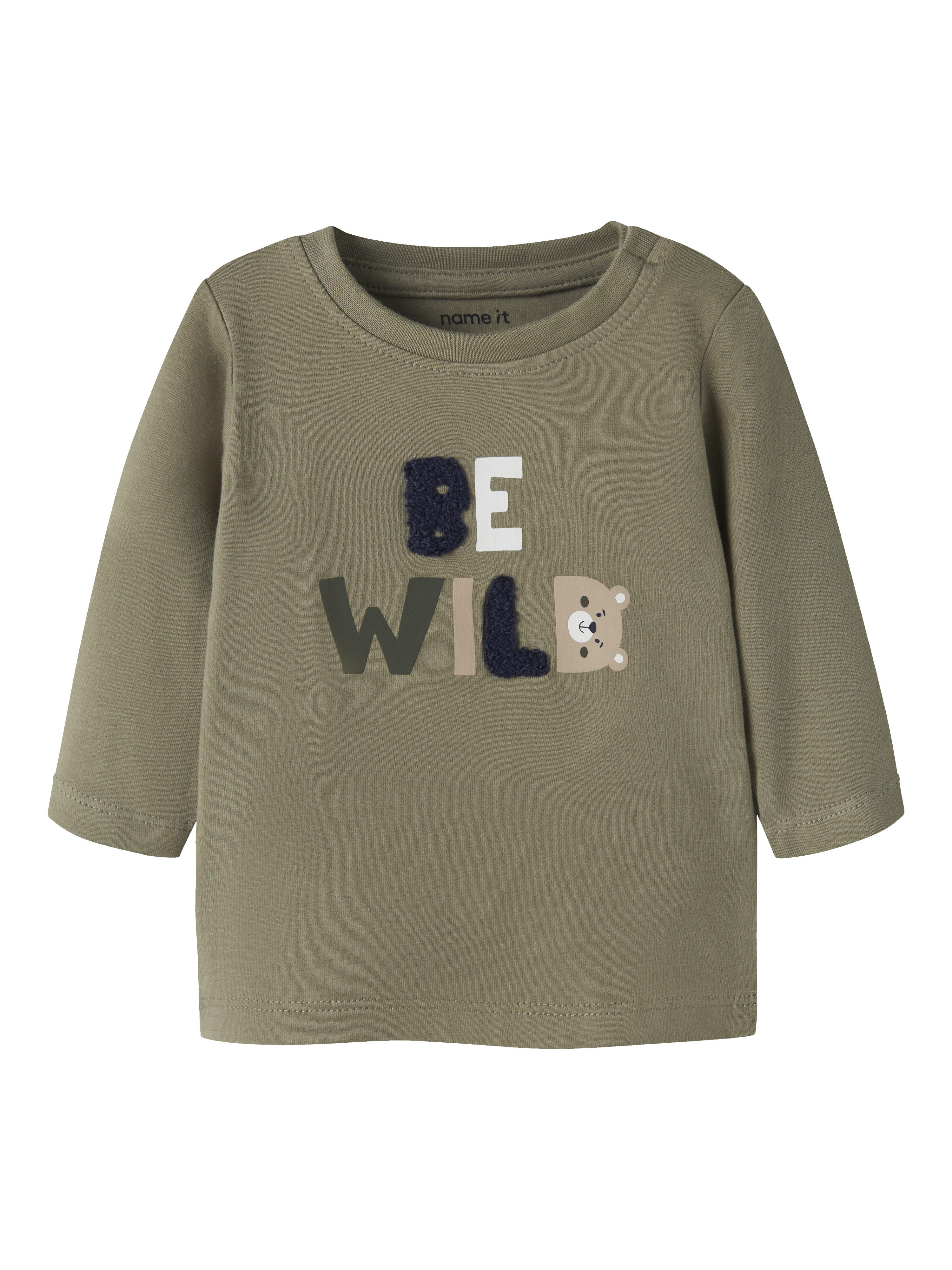 Name It Herren Shirt Langarm Bär Be Wild Khaki Saugling Größe 56 - Bild 3