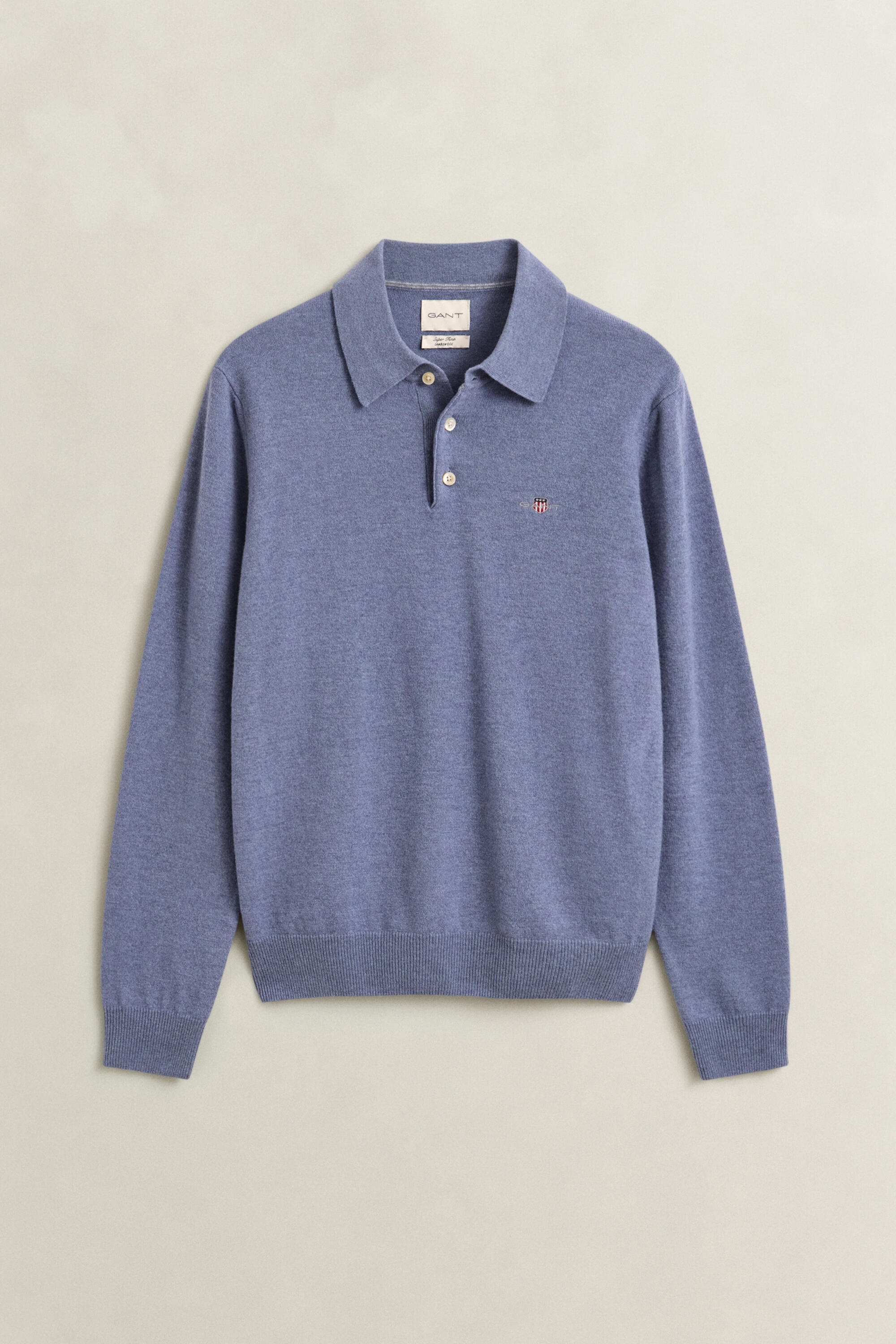 Gant Herren Blau Für 8060109 Poloshirt Aus Er Wolle (L), Lässig, Klassisch, Langarm - Bild 5